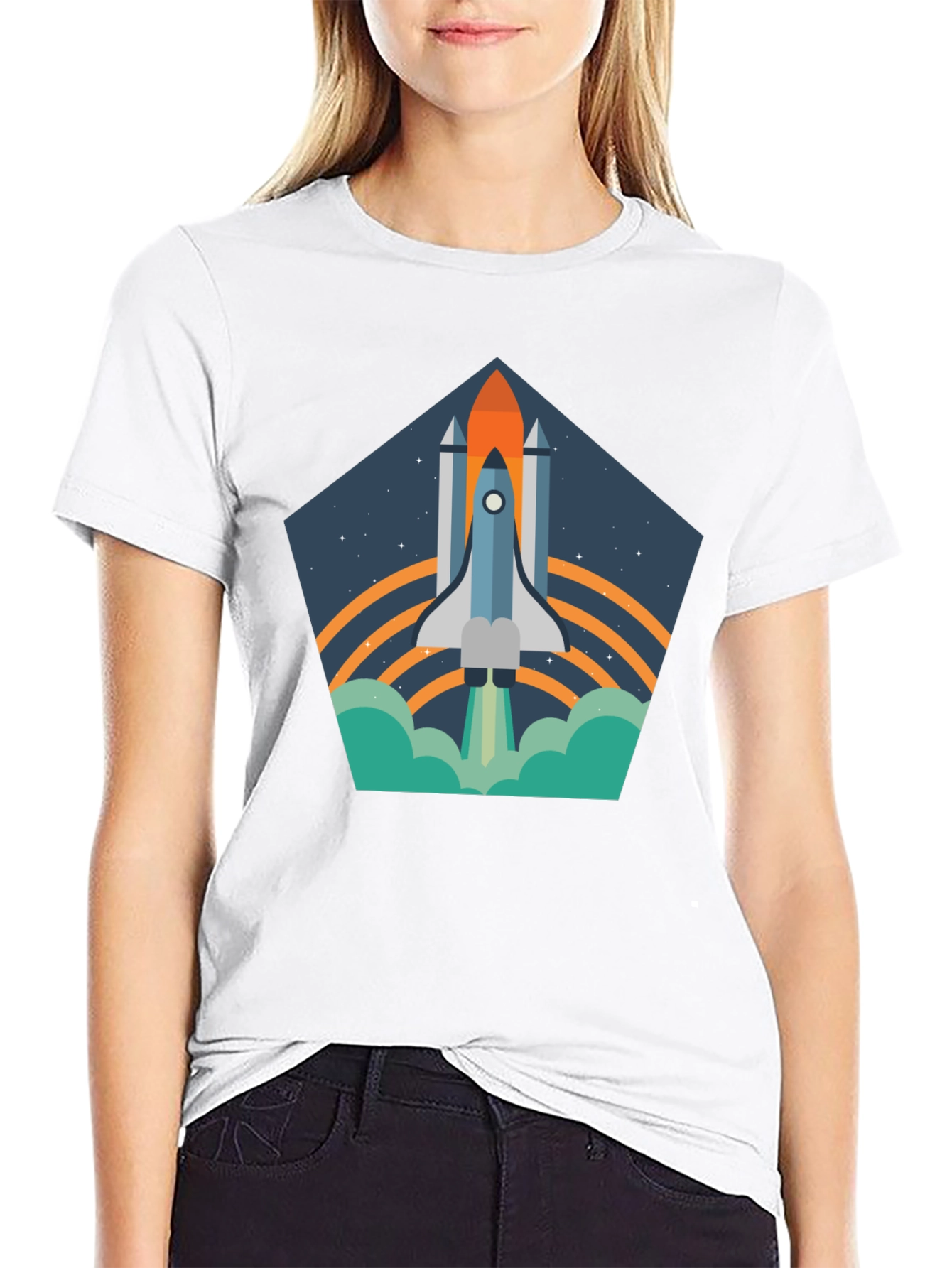 Space Shuttle T-Shirt - Retro Launch Design