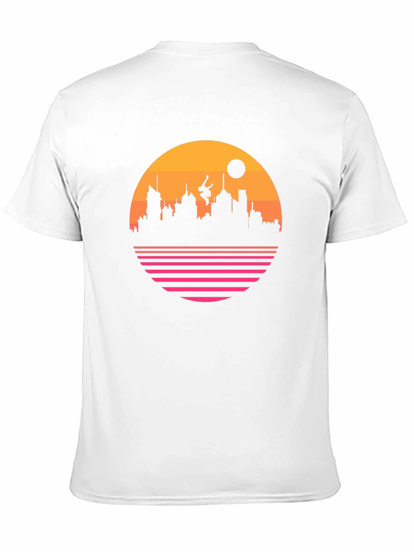 Retro Sunset Cityscape Black T-Shirt