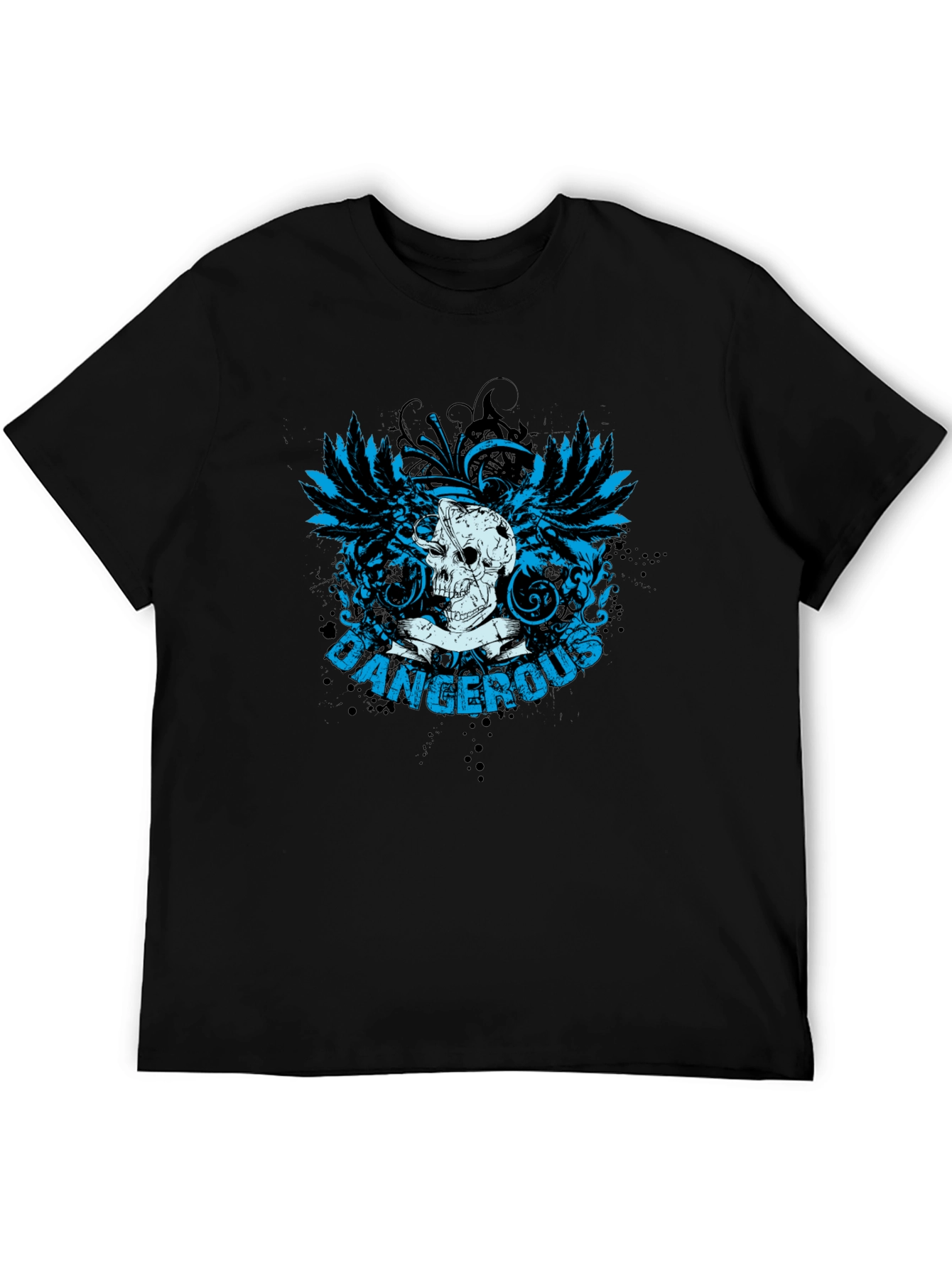 Dangerous Skull Graphic Print Mens Black T-shirt