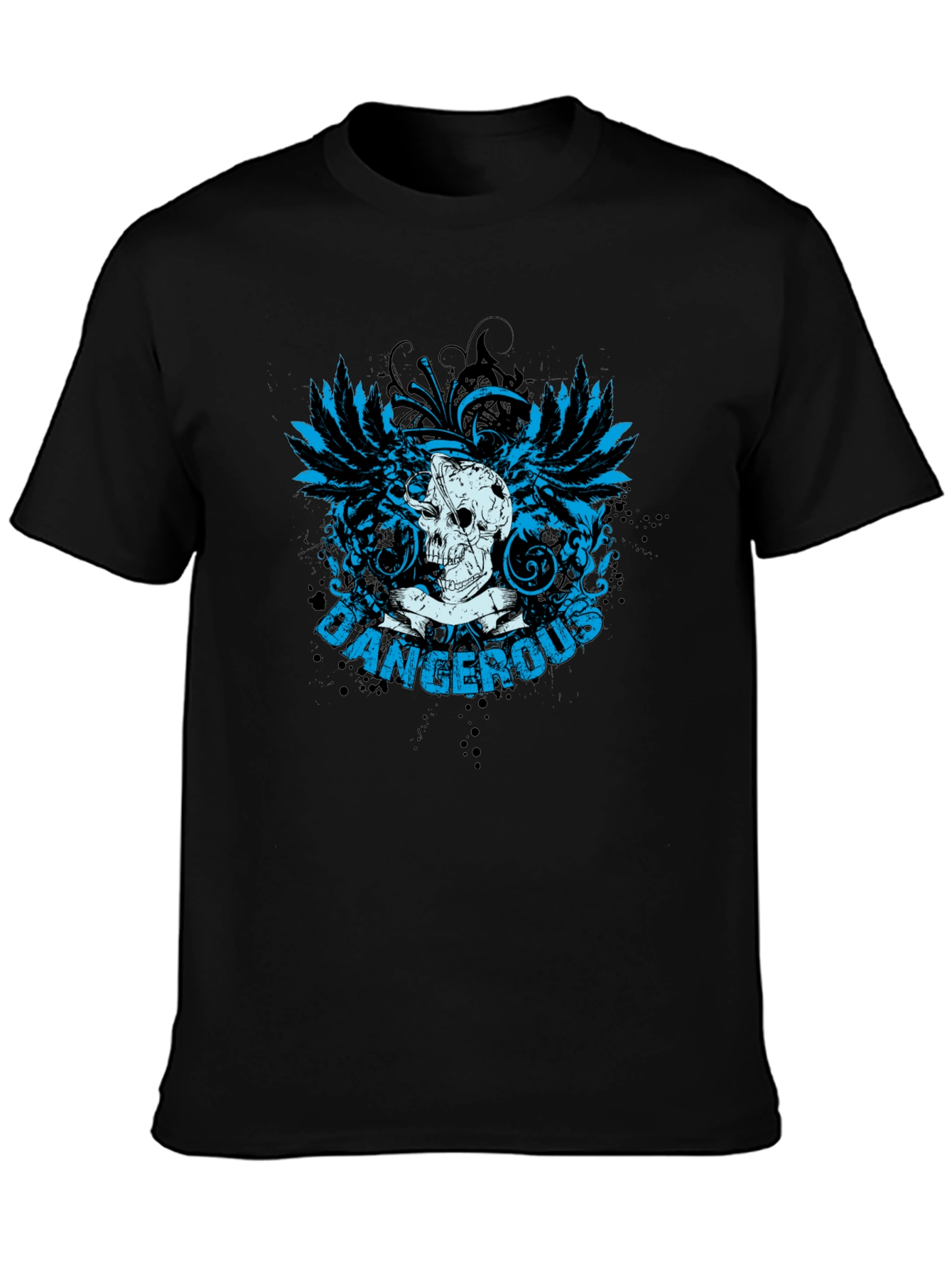 Dangerous Skull Graphic Print Mens Black T-shirt