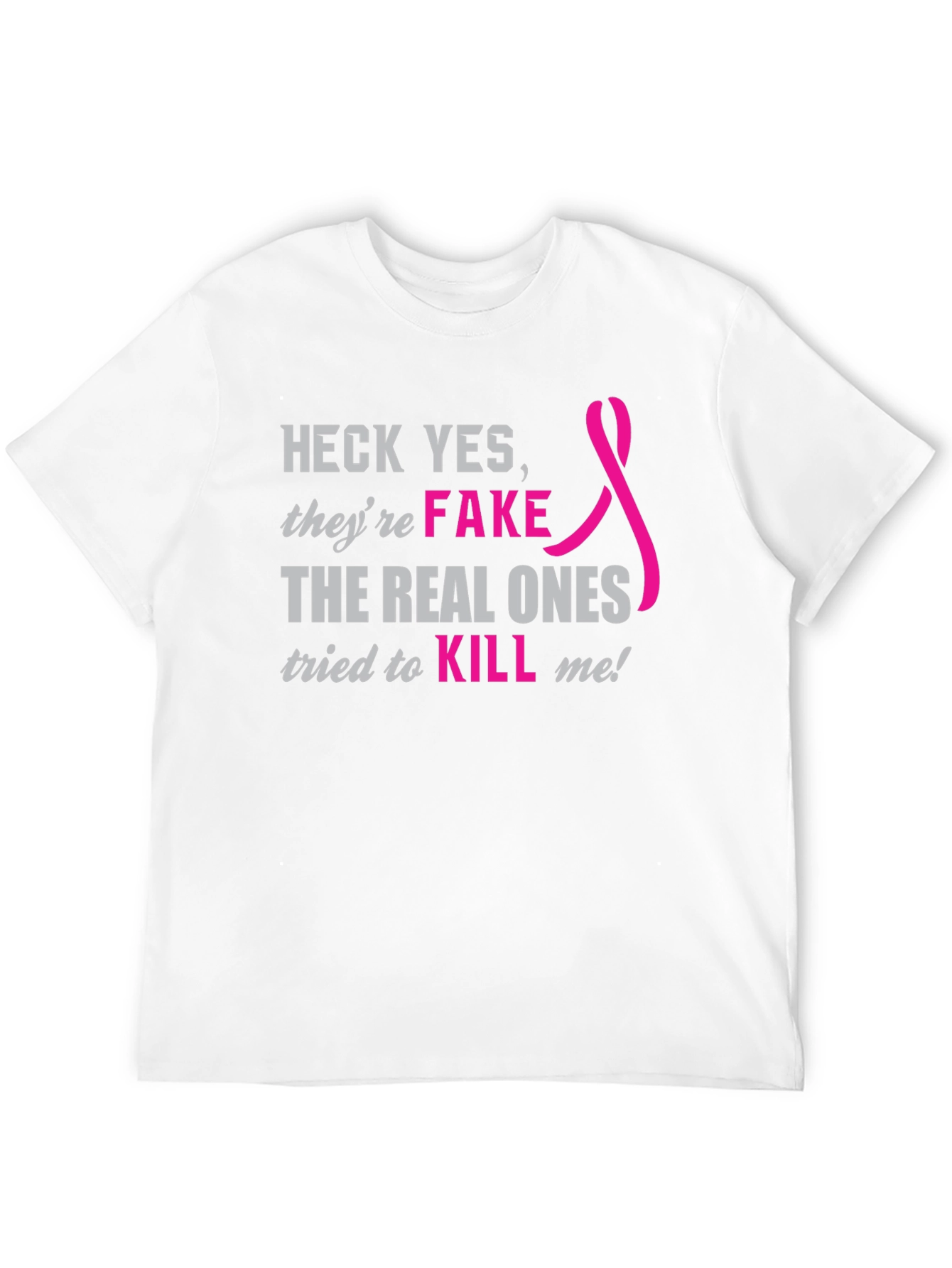 Heck Yes Fake Breast Cancer Awareness Tee
