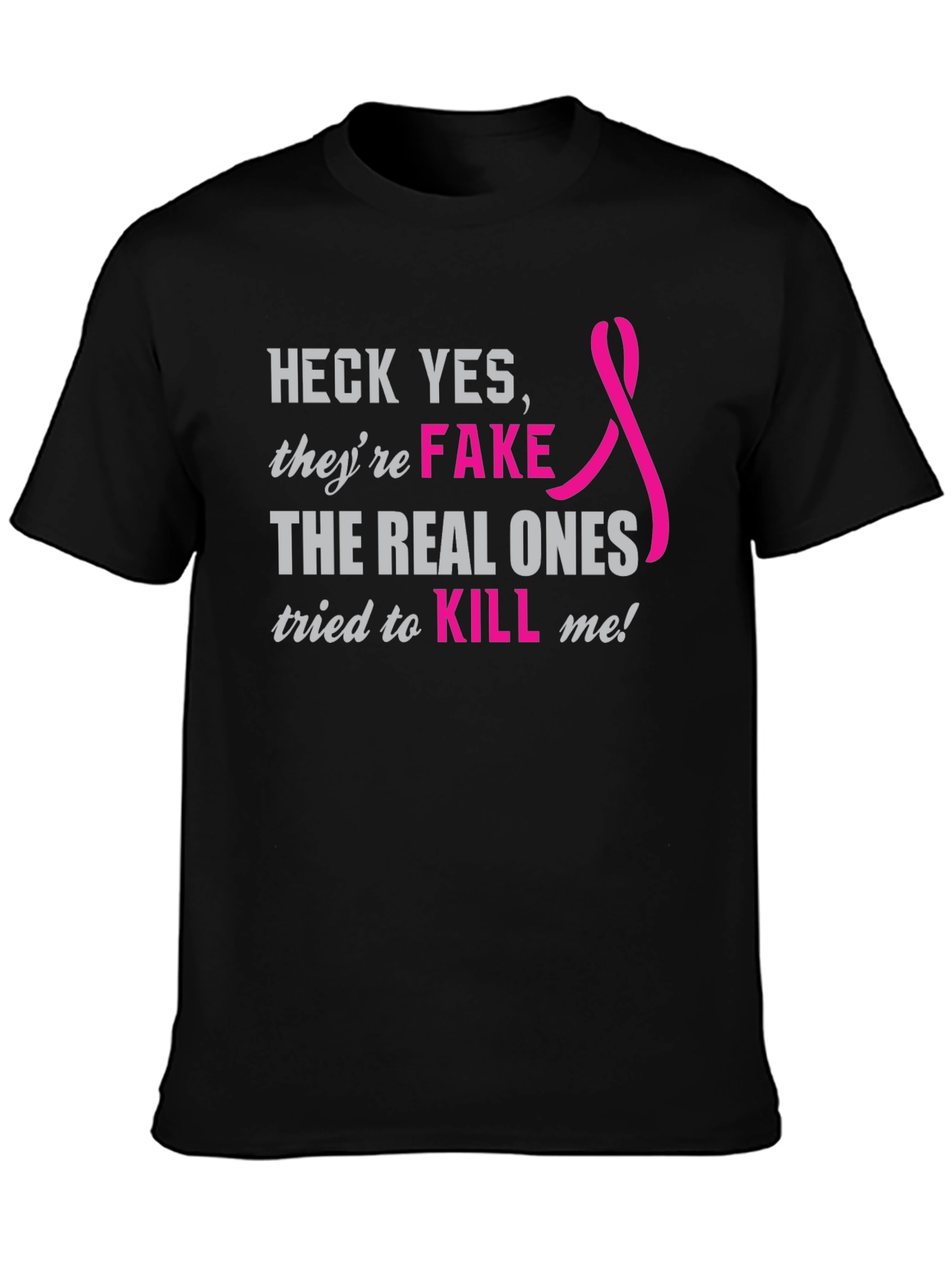 Heck Yes Fake Breast Cancer Awareness Tee
