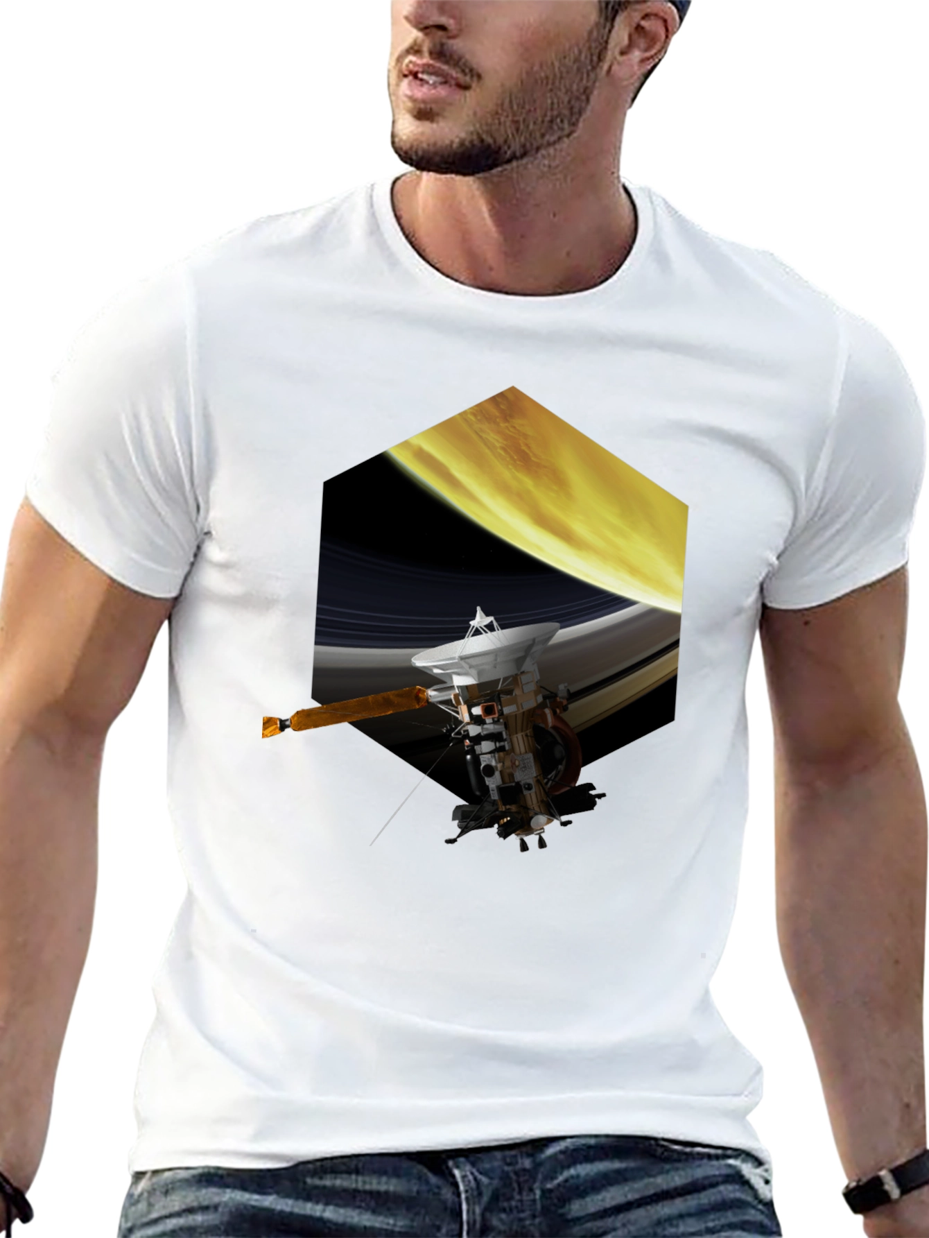 Saturn Probe Graphic Tee - Space Exploration Shirt