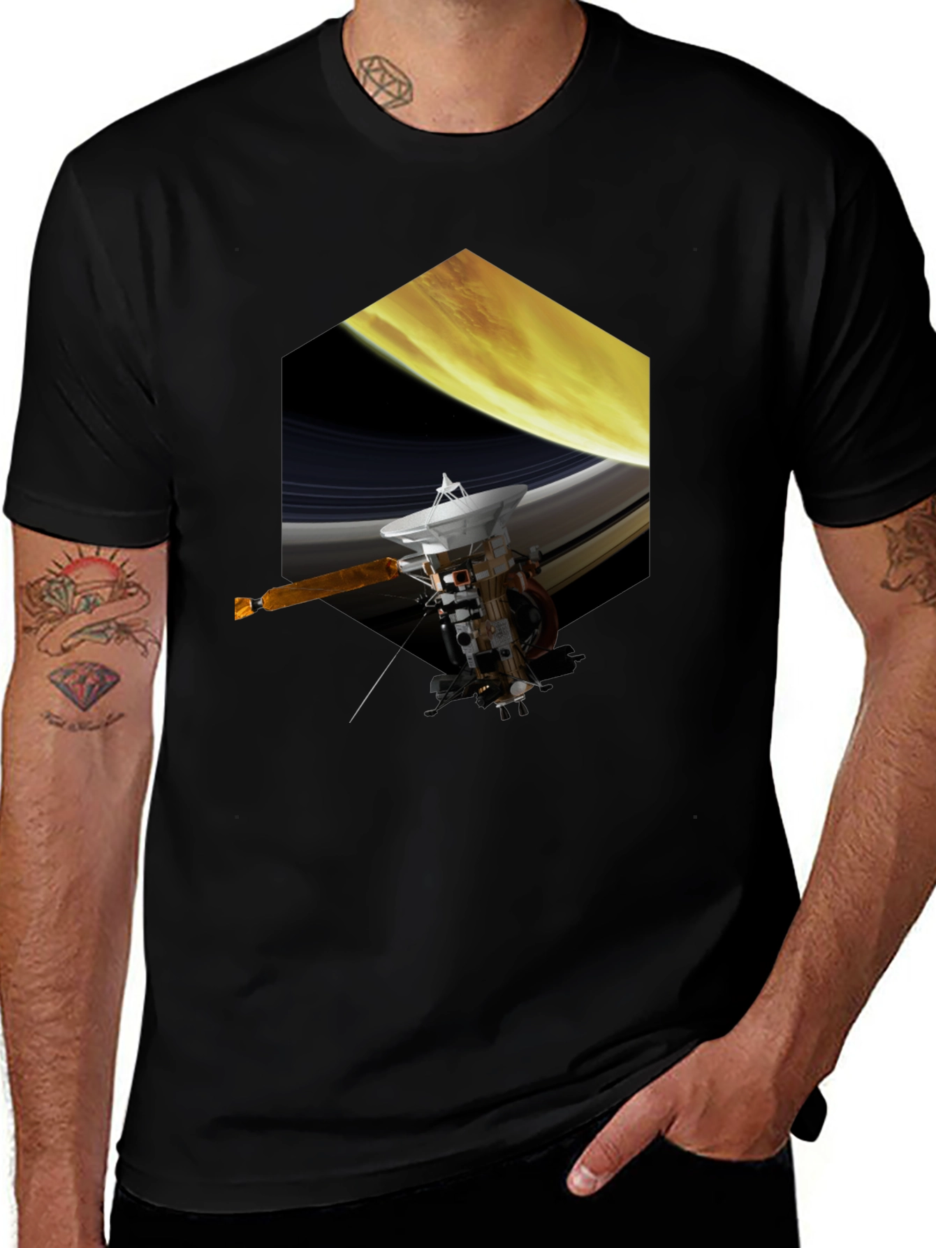 Saturn Probe Graphic Tee - Space Exploration Shirt