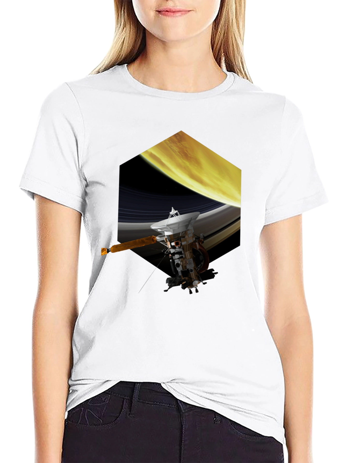 Saturn Probe Graphic Tee - Space Exploration Shirt