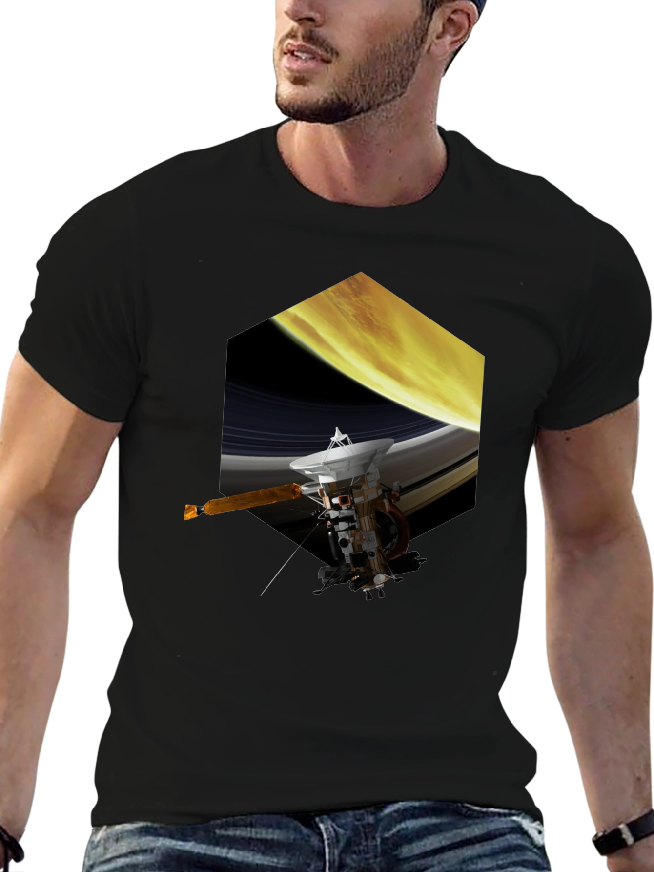 Saturn Probe Graphic Tee - Space Exploration Shirt
