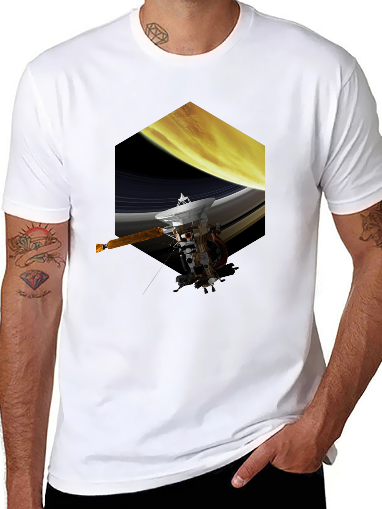 Saturn Probe Graphic Tee - Space Exploration Shirt