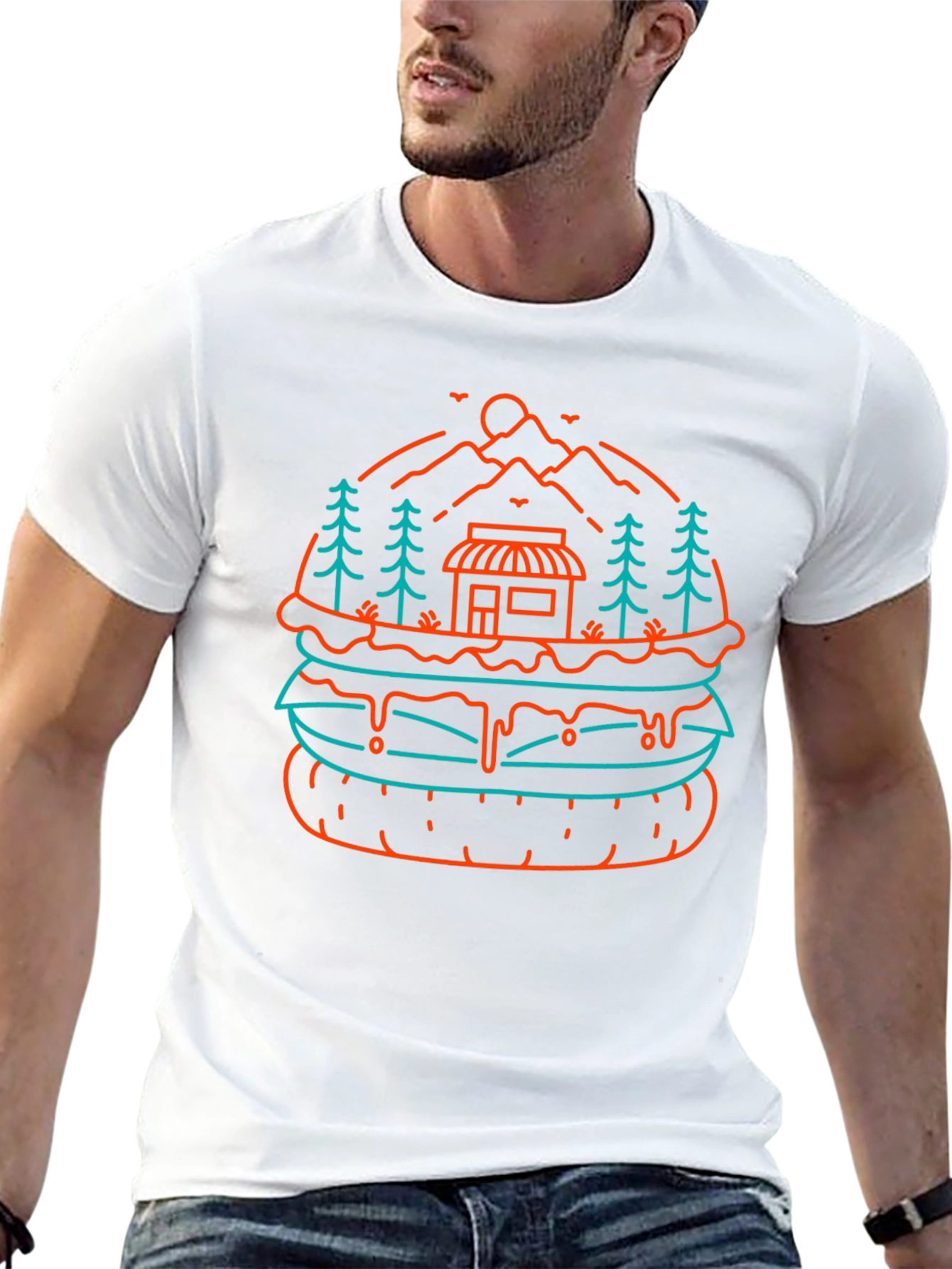 Burger Landscape Graphic Tee - Black
