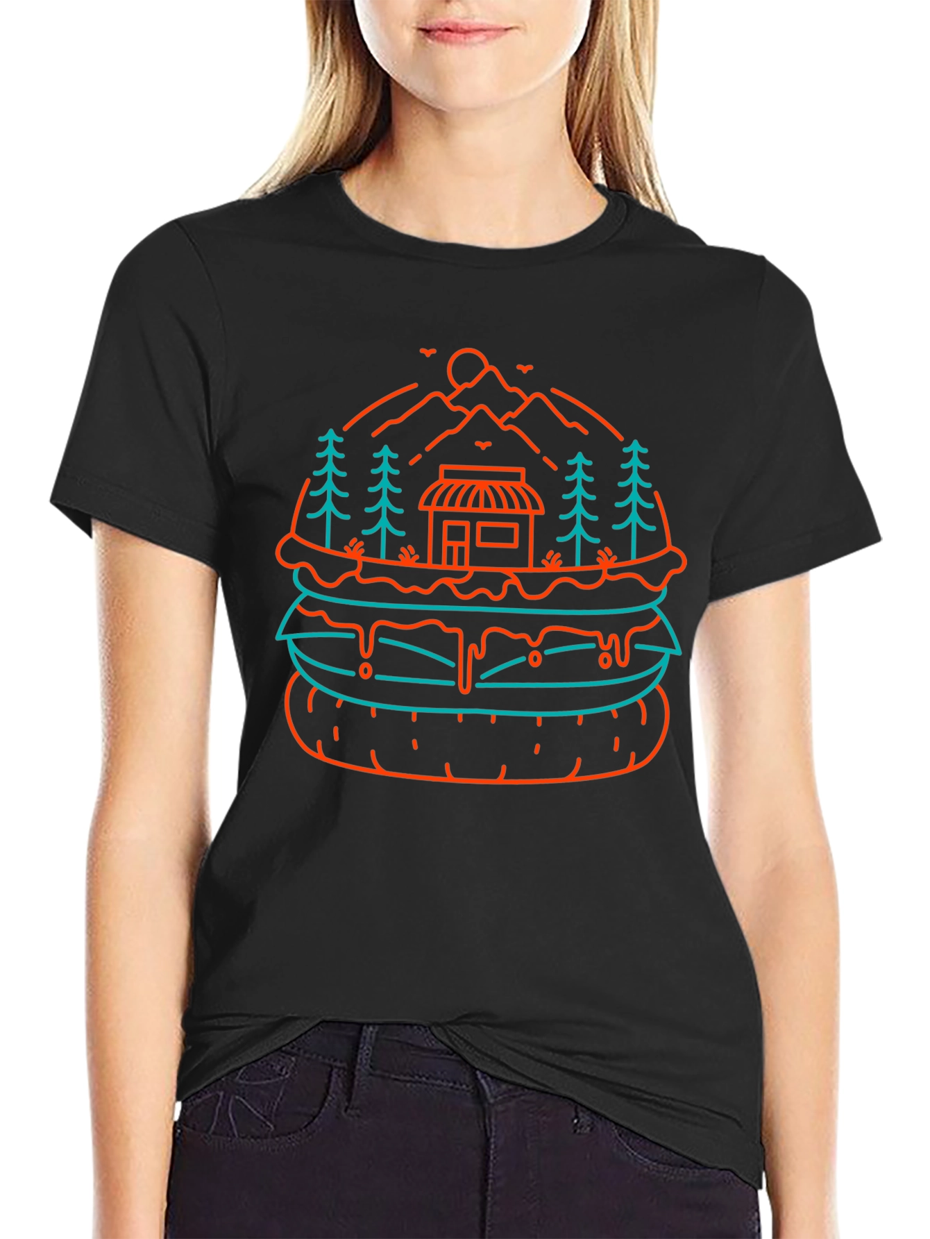 Burger Landscape Graphic Tee - Black