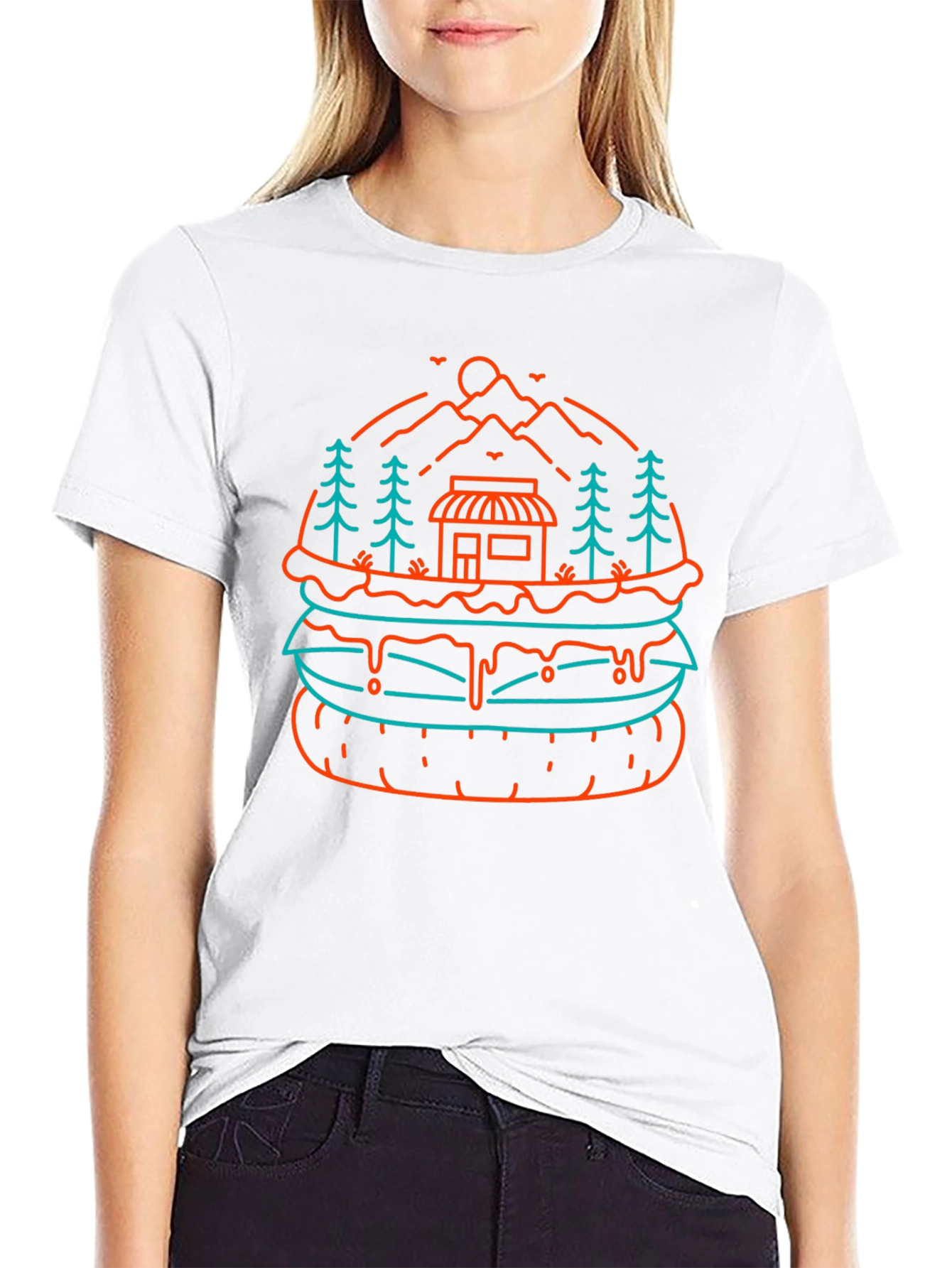 Burger Landscape Graphic Tee - Black