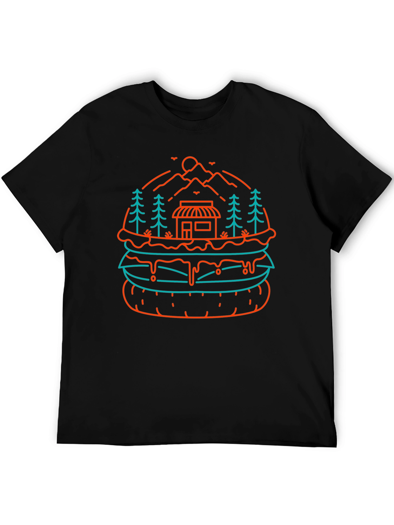 Burger Landscape Graphic Tee - Black