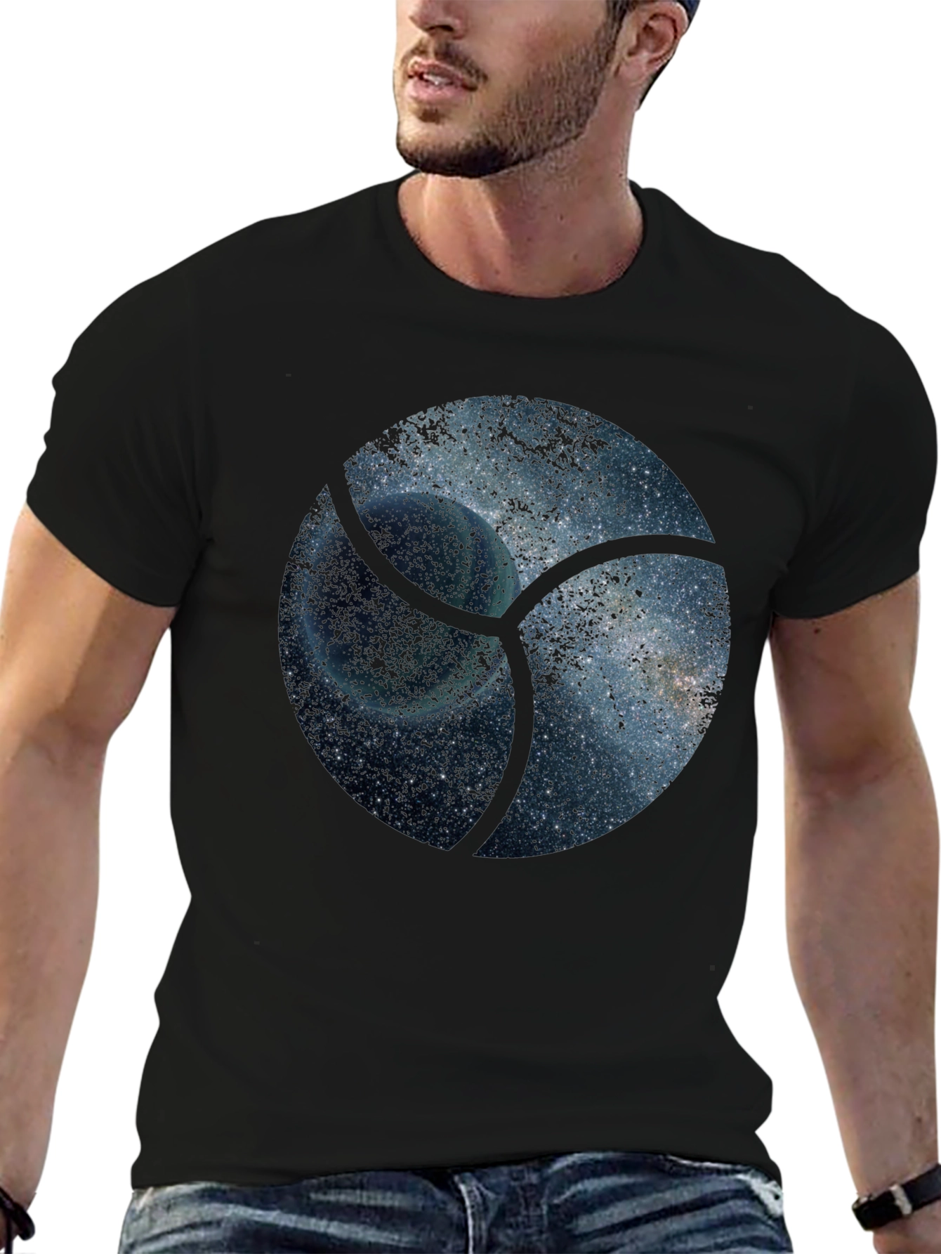 Cosmic Orb Mens Graphic T-Shirt - Black