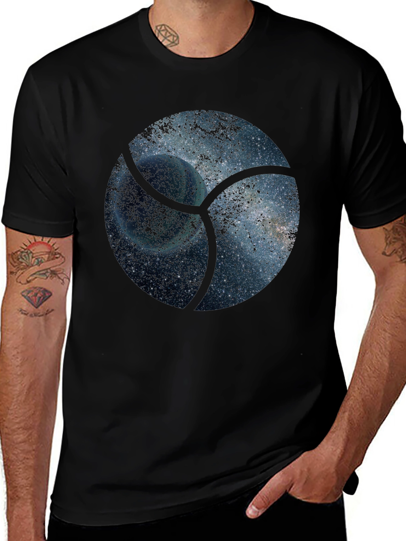 Cosmic Orb Mens Graphic T-Shirt - Black