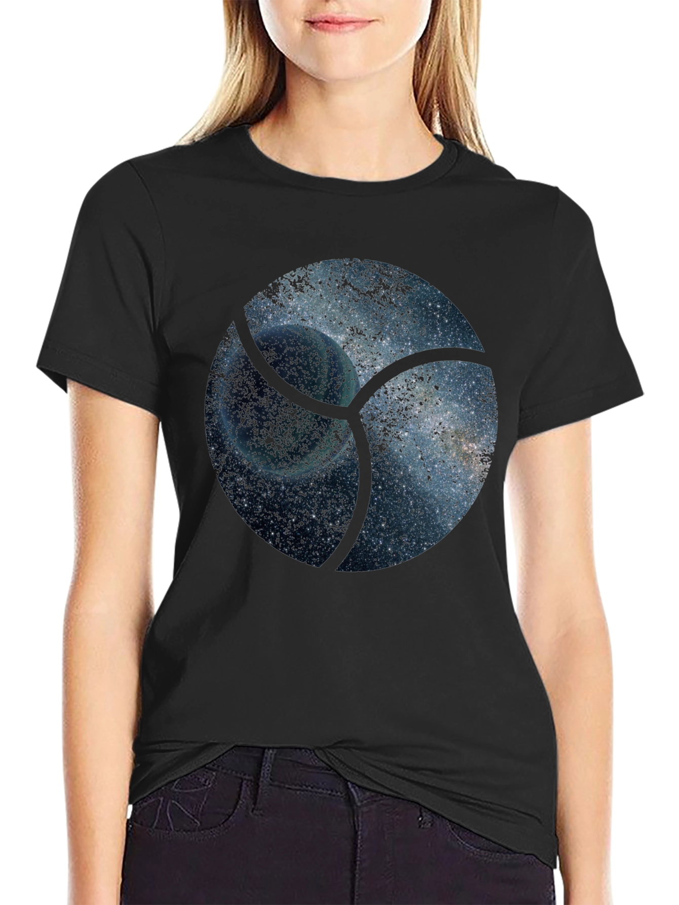 Cosmic Orb Mens Graphic T-Shirt - Black
