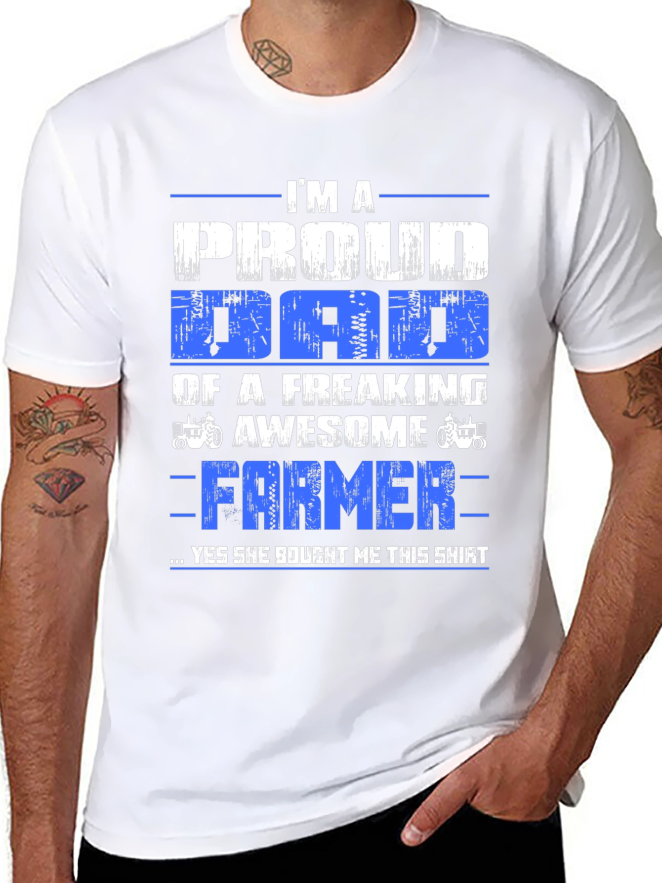 Proud Dad Farmer T-Shirt - Black Cotton Blend