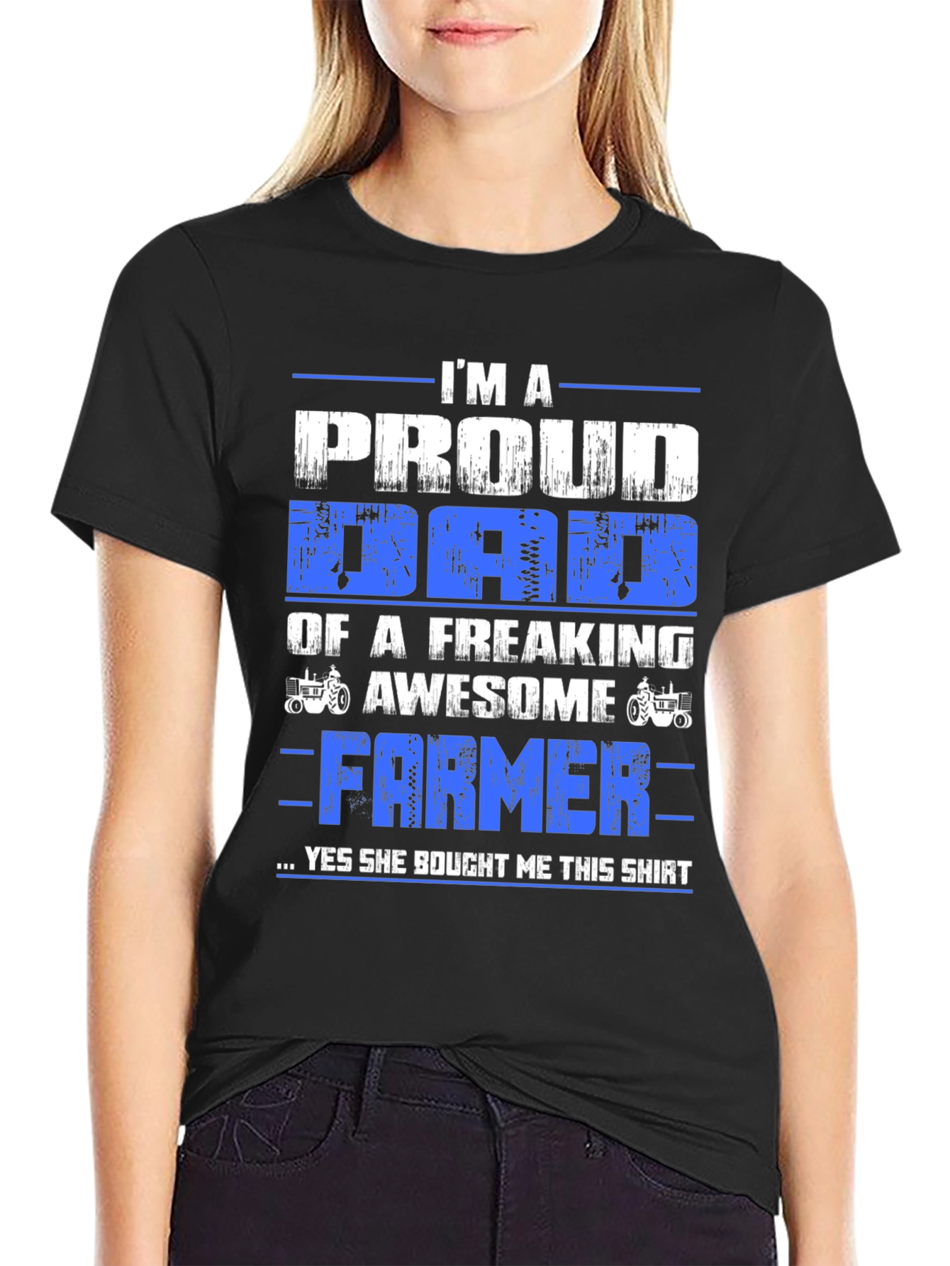Proud Dad Farmer T-Shirt - Black Cotton Blend