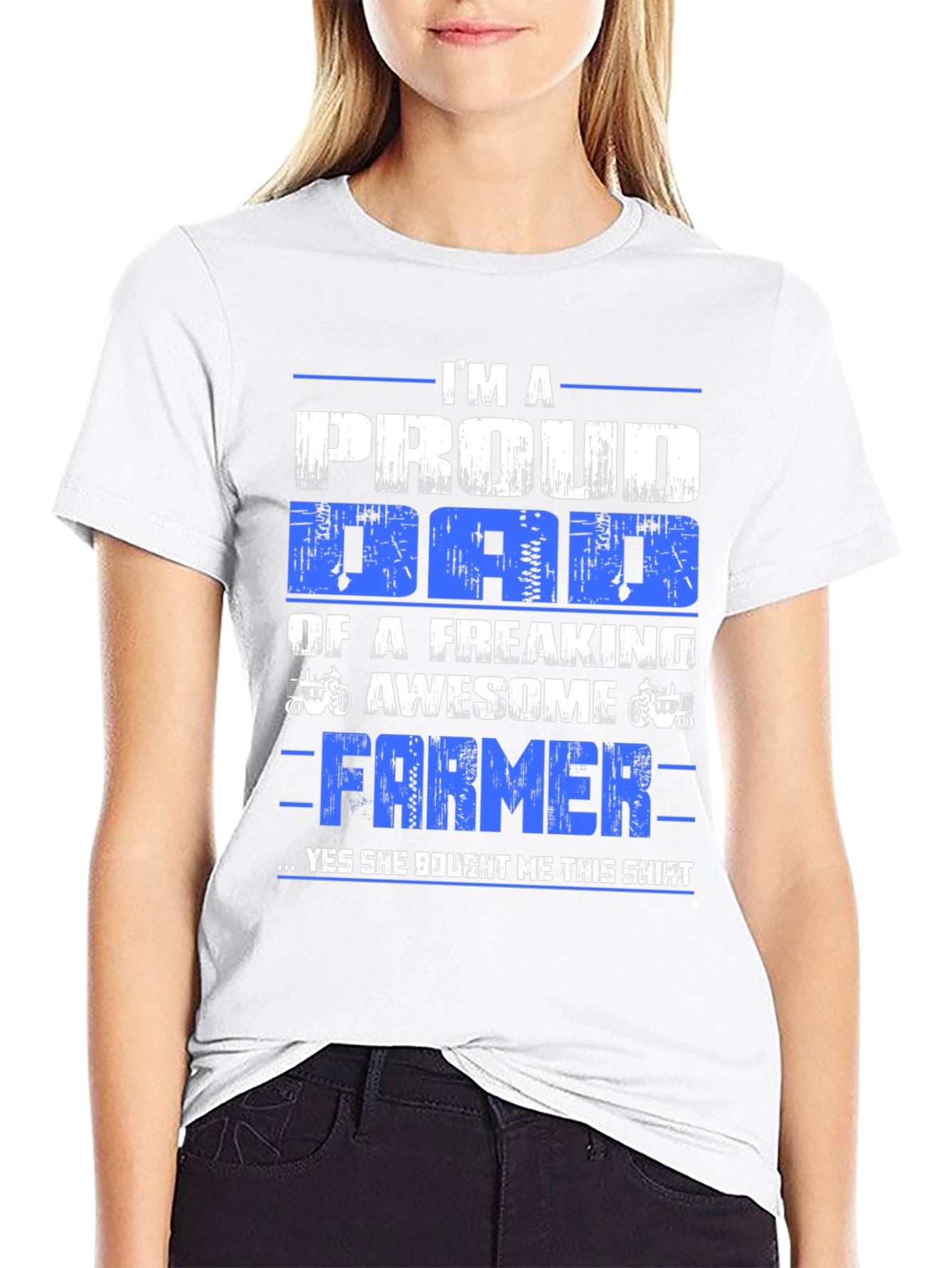 Proud Dad Farmer T-Shirt - Black Cotton Blend