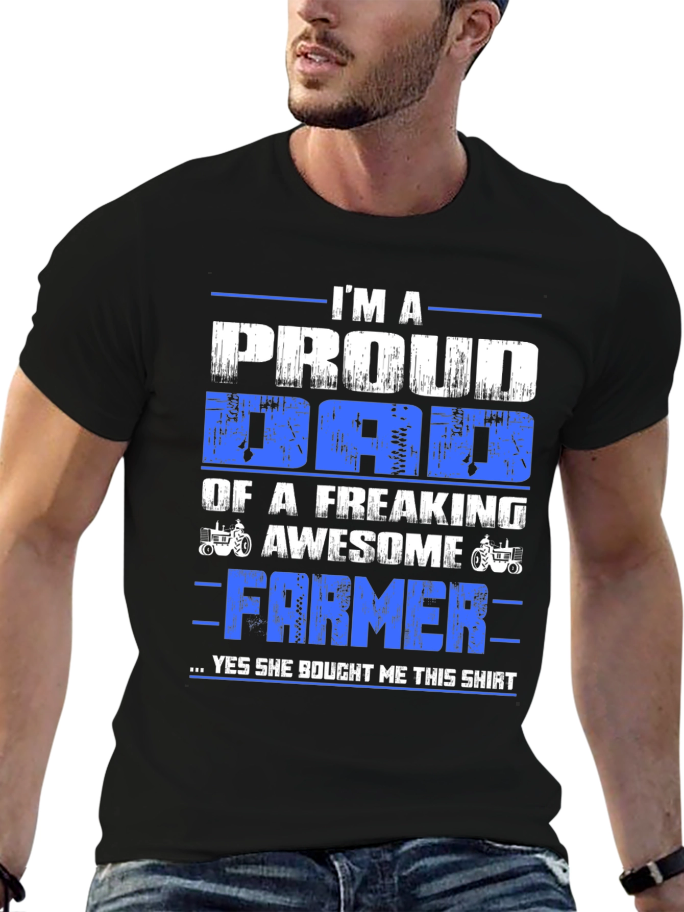 Proud Dad Farmer T-Shirt - Black Cotton Blend