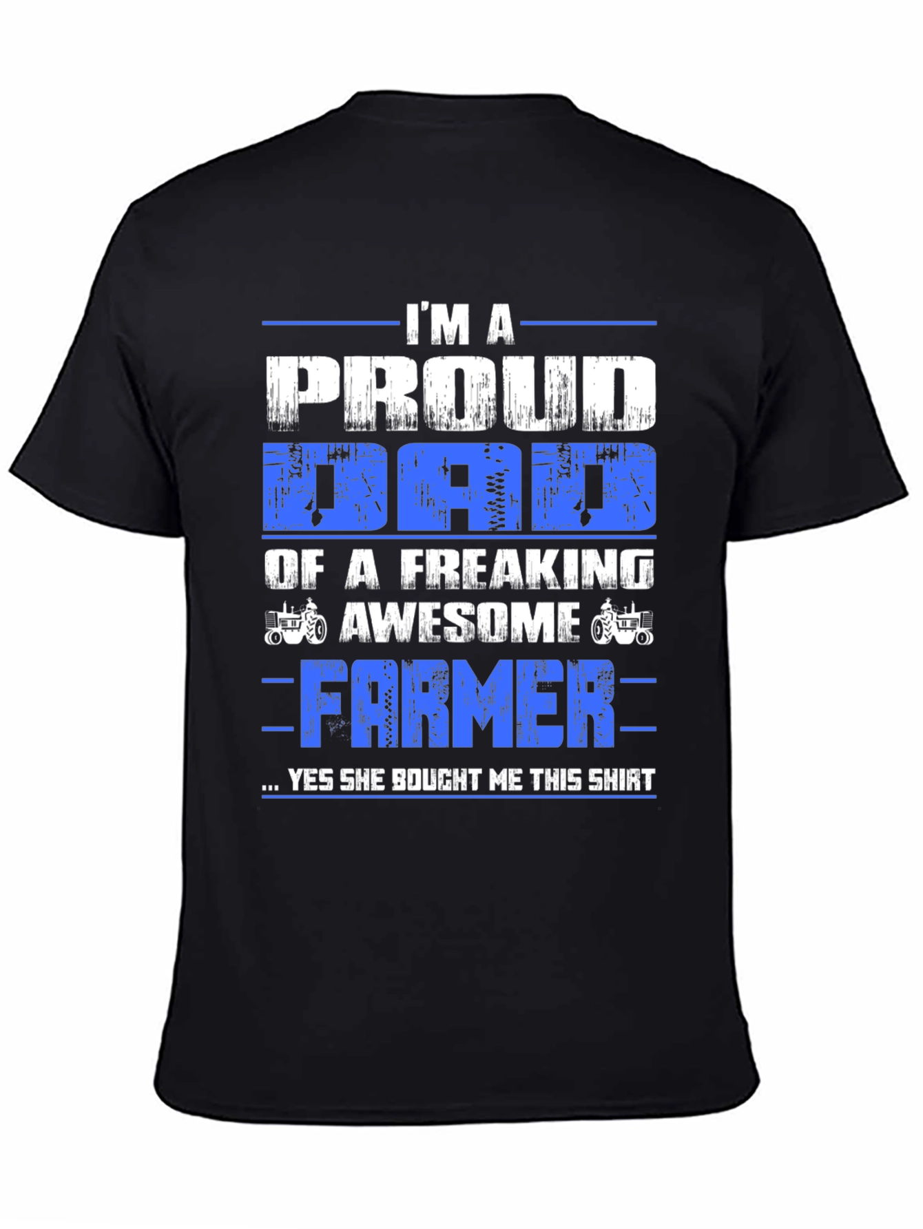 Proud Dad Farmer T-Shirt - Black Cotton Blend