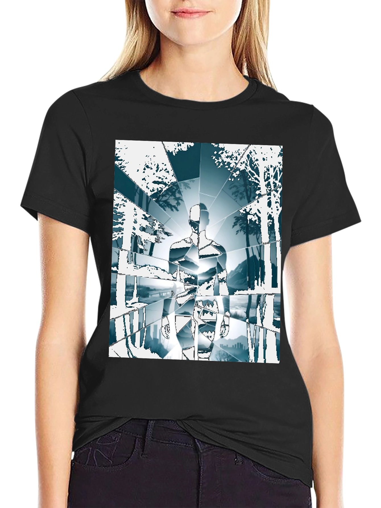 Geometric Human Landscape Graphic Tee