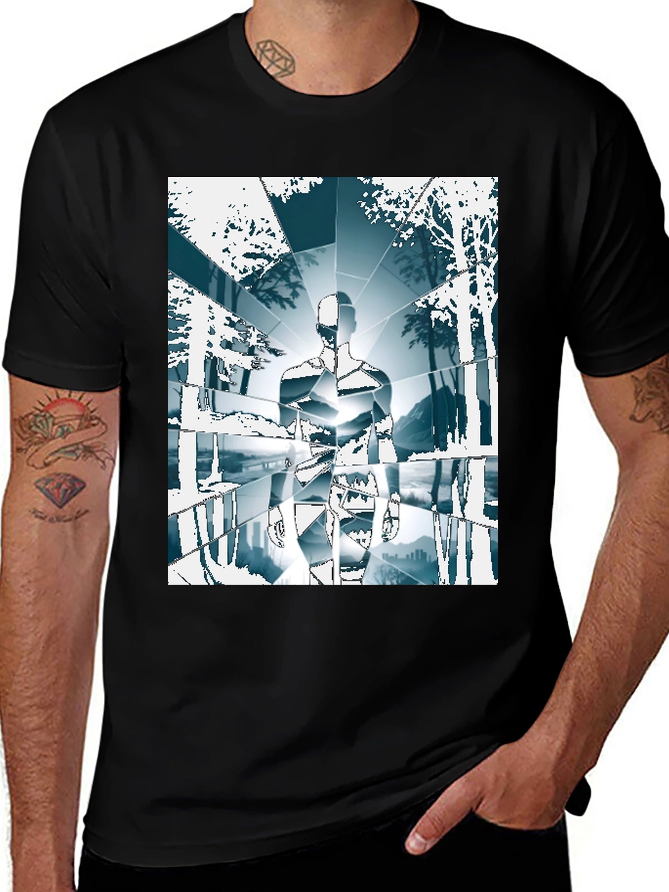Geometric Human Landscape Graphic Tee