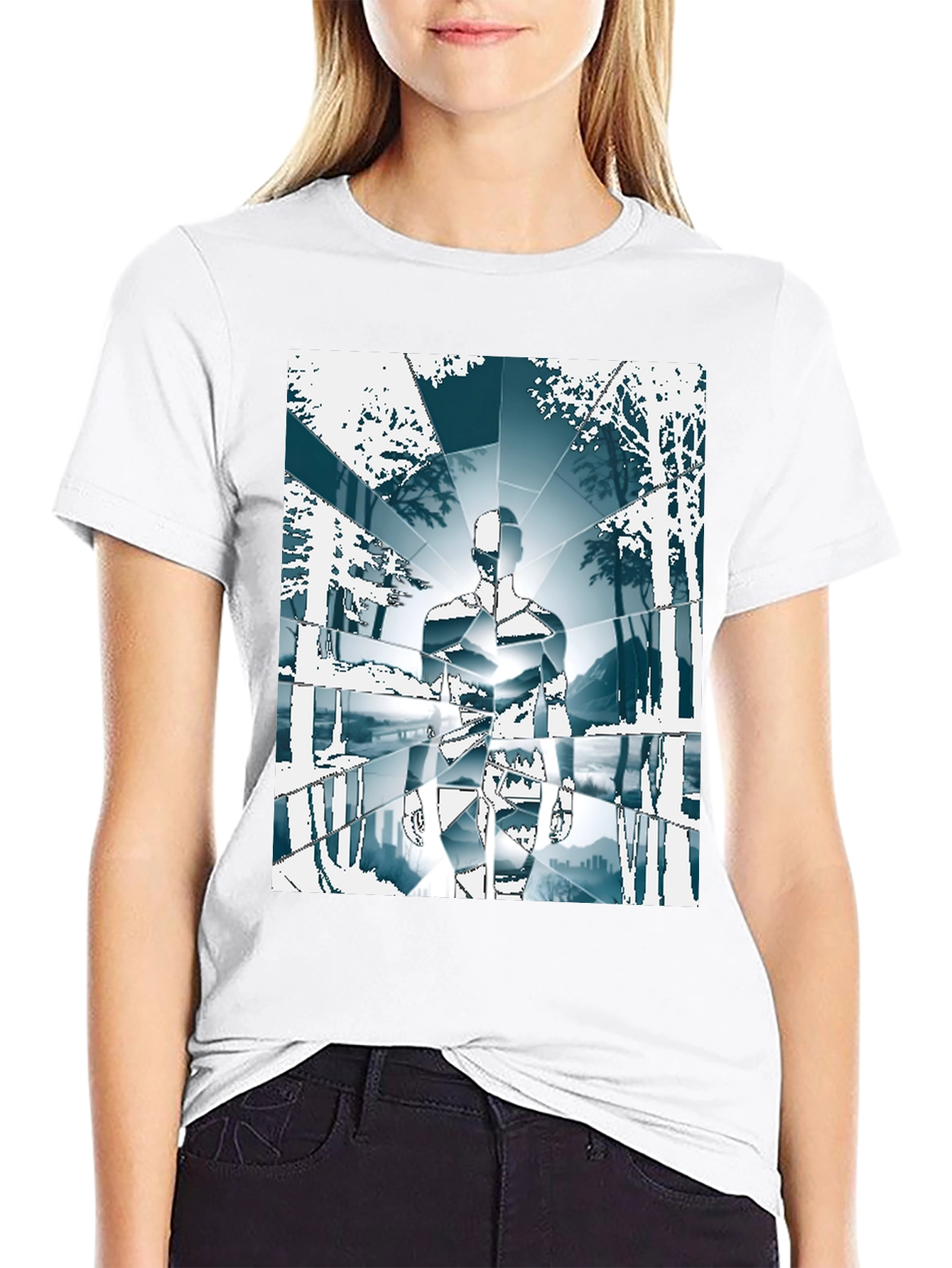 Geometric Human Landscape Graphic Tee