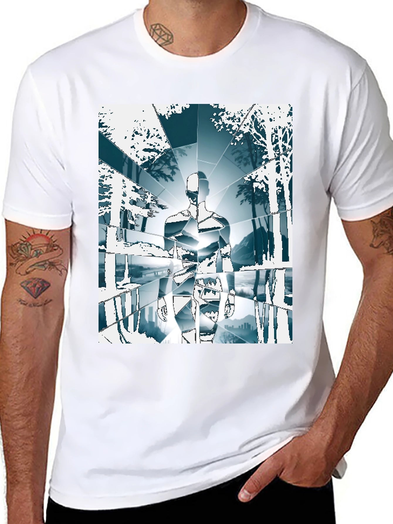 Geometric Human Landscape Graphic Tee