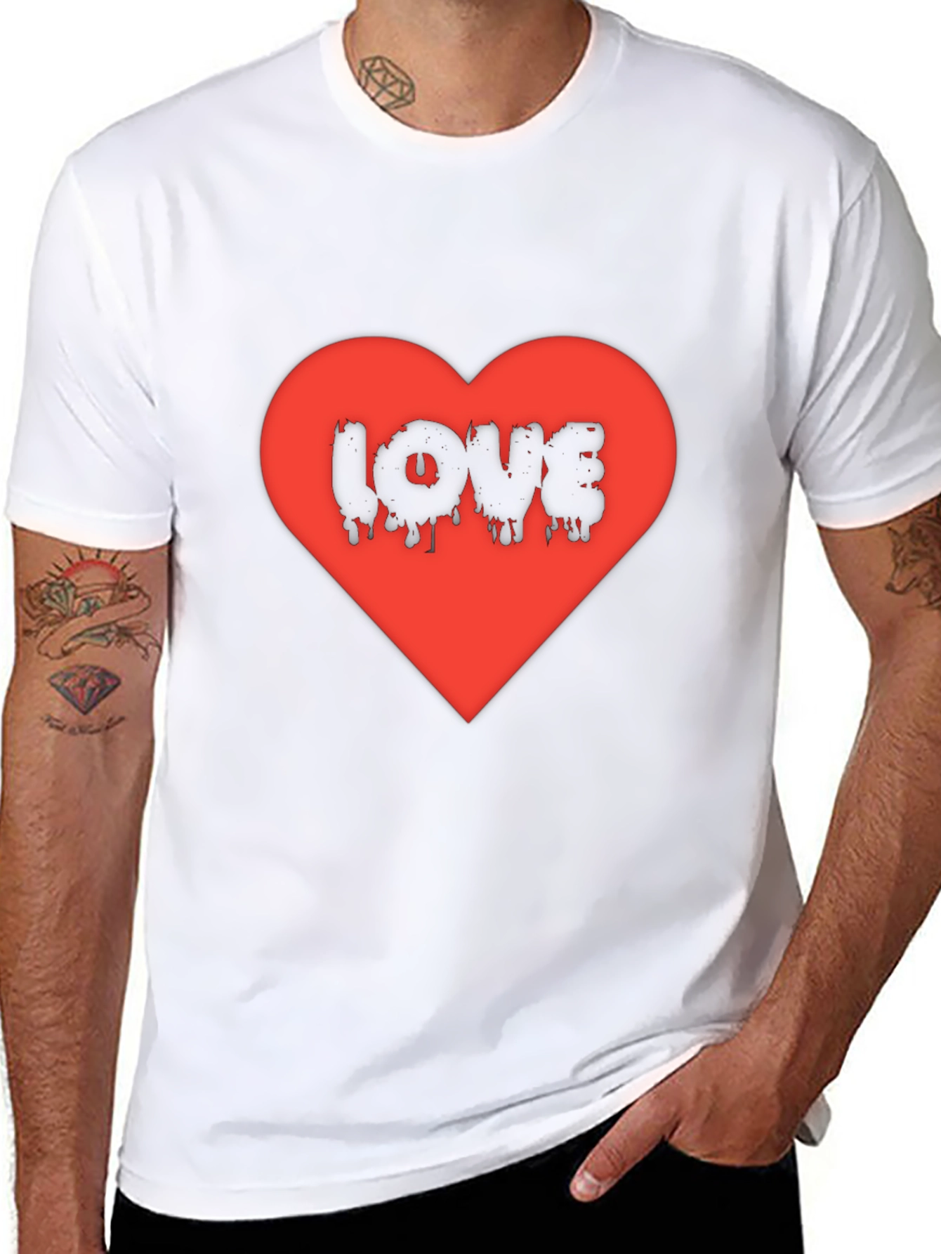 Love Heart Graphic Black T-Shirt