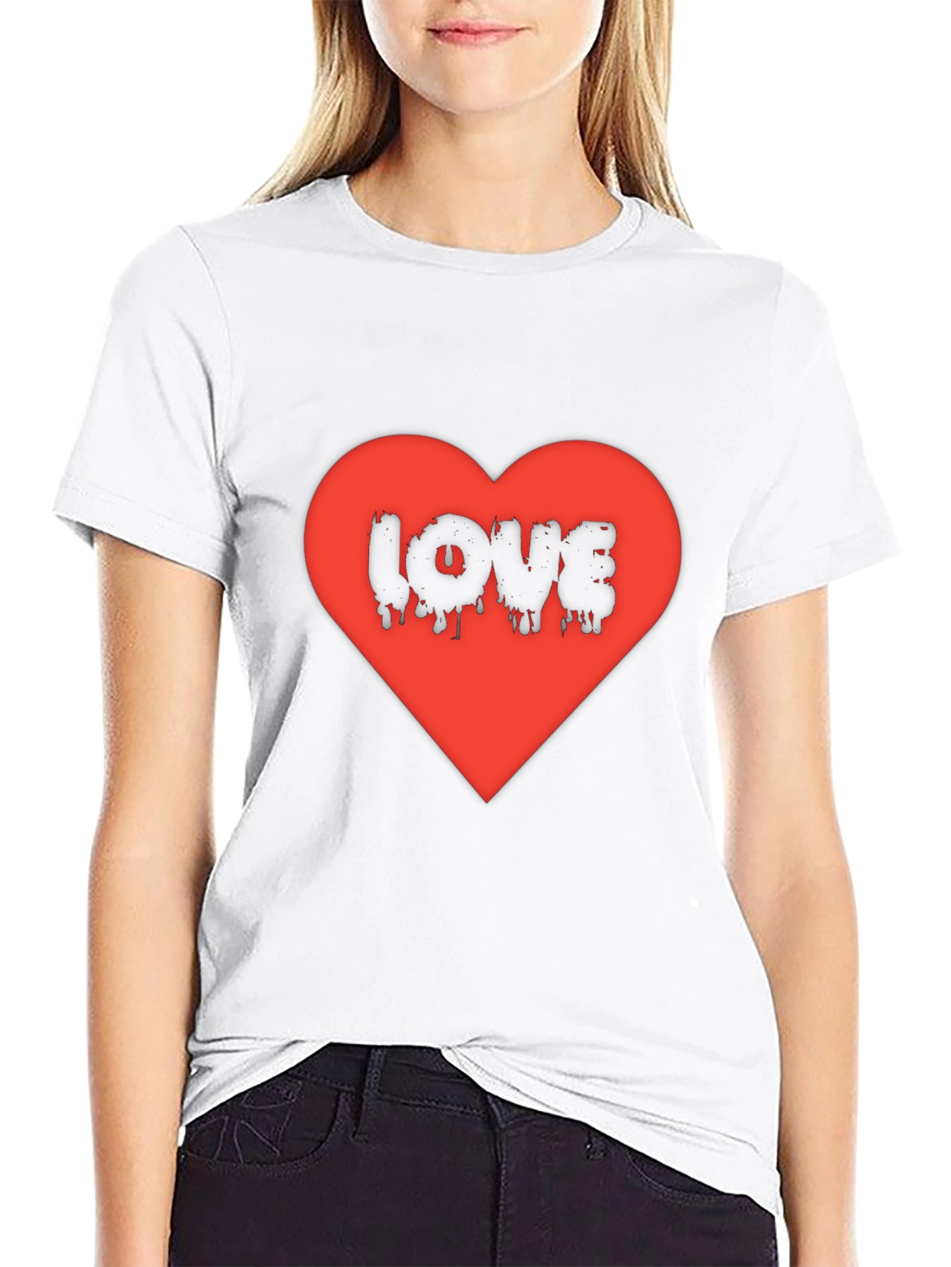Love Heart Graphic Black T-Shirt