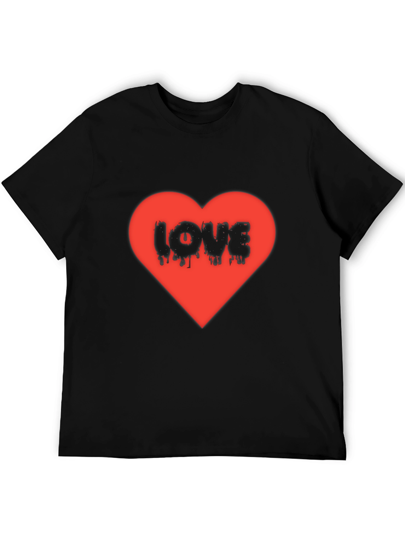 Love Heart Graphic Black T-Shirt