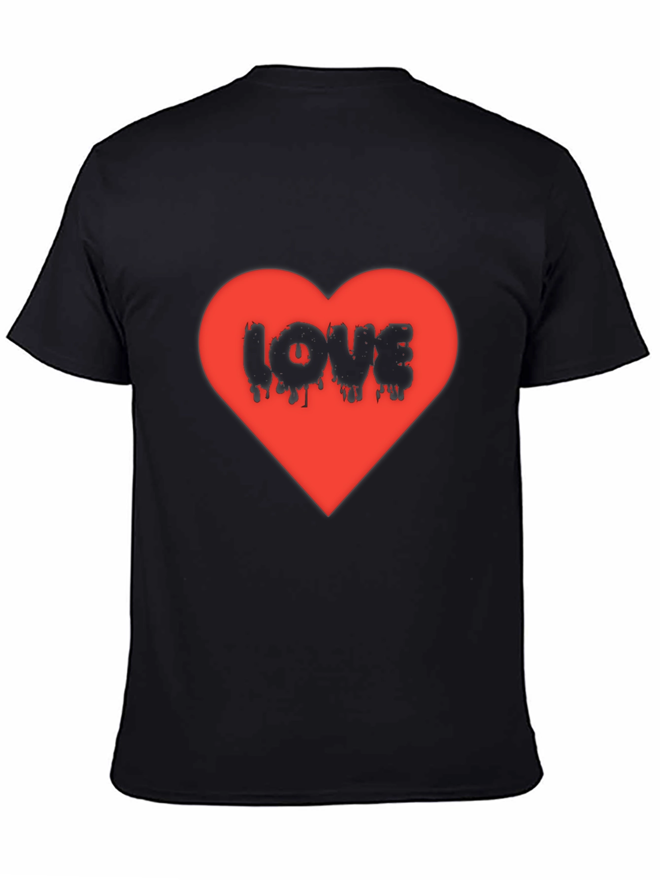 Love Heart Graphic Black T-Shirt