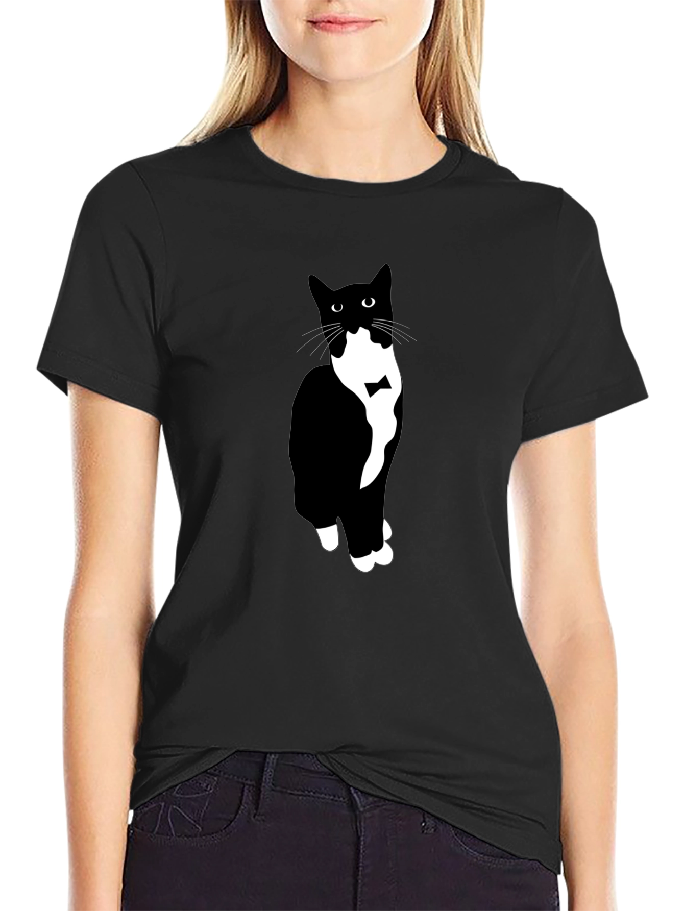 Tuxedo Cat Graphic Tee - Mens Black T-Shirt