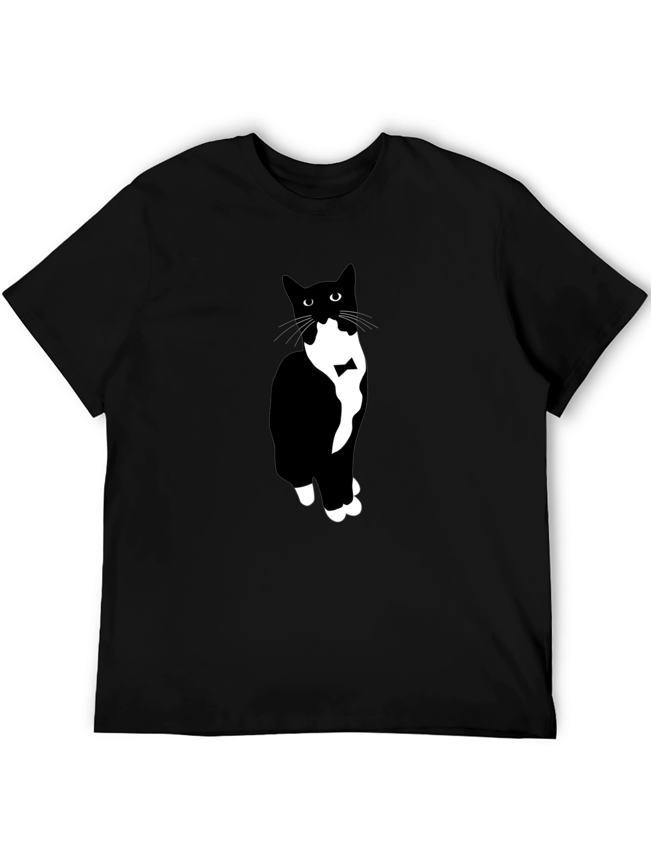 Tuxedo Cat Graphic Tee - Mens Black T-Shirt