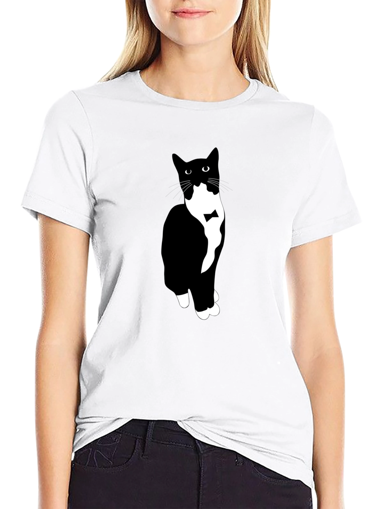 Tuxedo Cat Graphic Tee - Mens Black T-Shirt