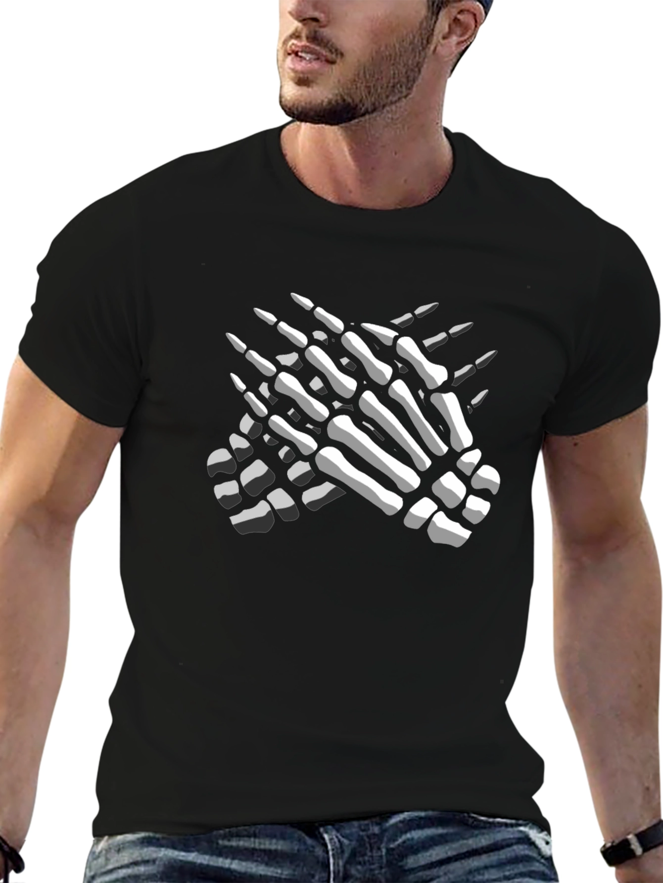 Skeleton Hands Graphic Tee - Mens Black T-Shirt