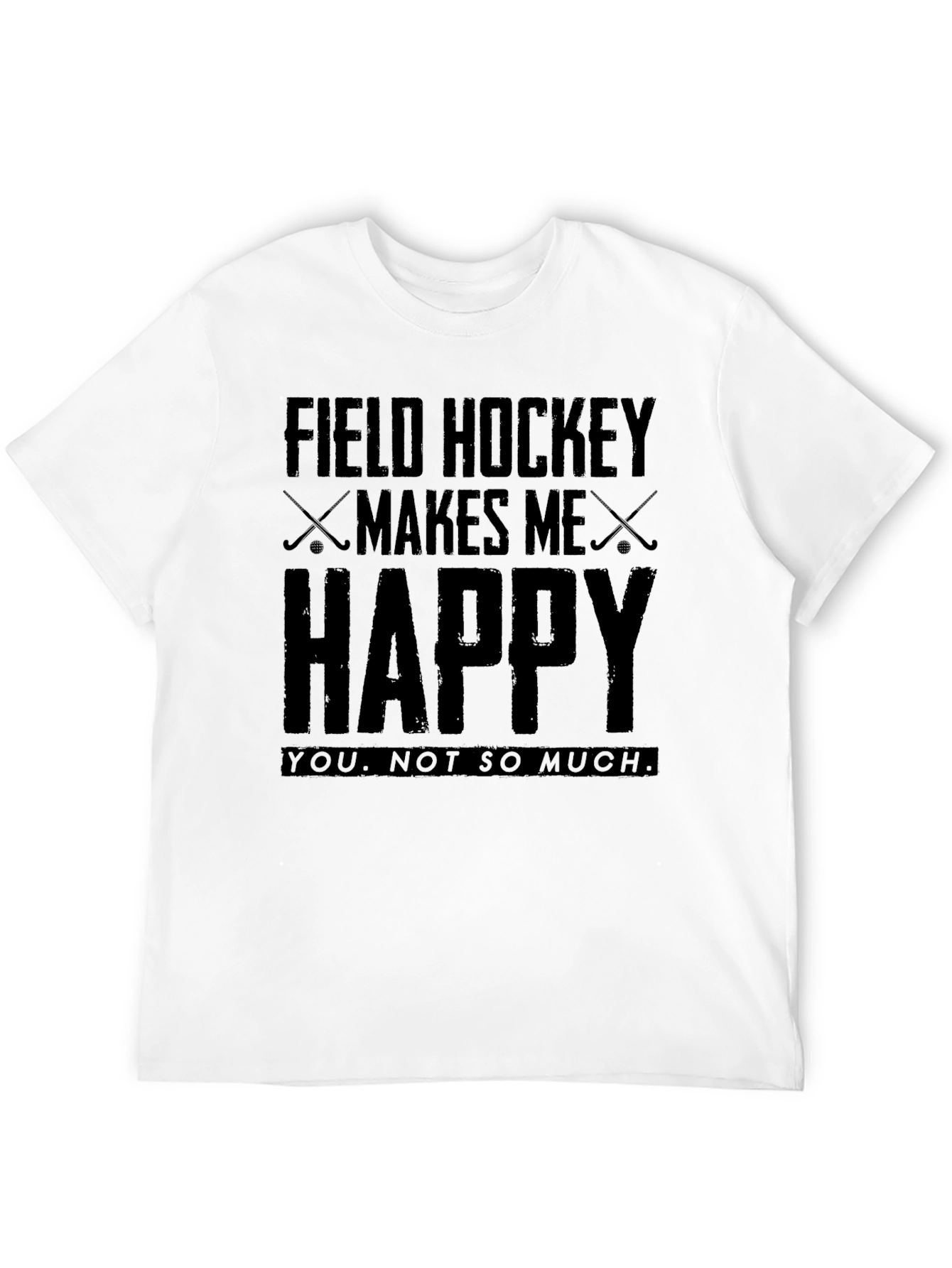Field Hockey Makes Me Happy Black Graphic Tee Shirt