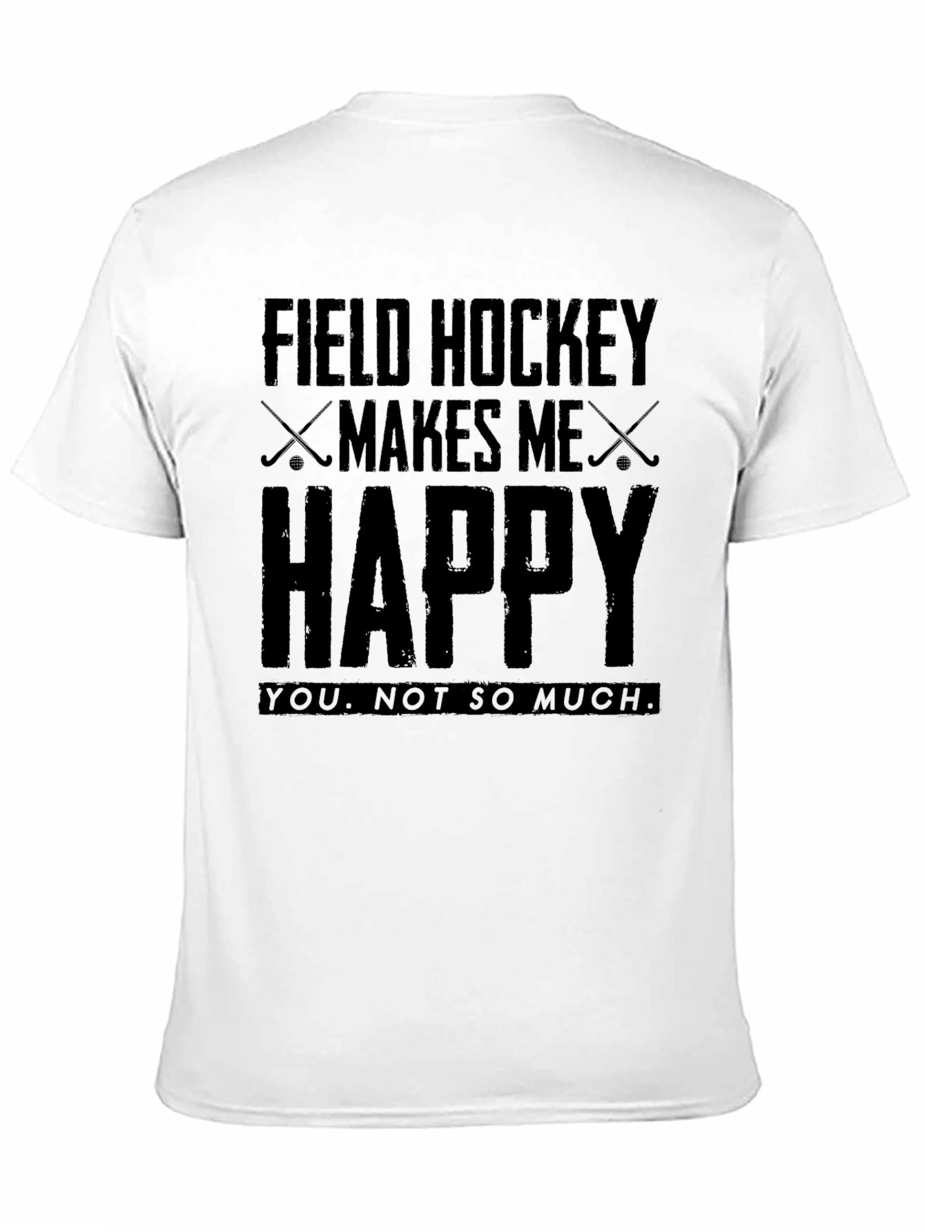 Field Hockey Makes Me Happy Black Graphic Tee Shirt
