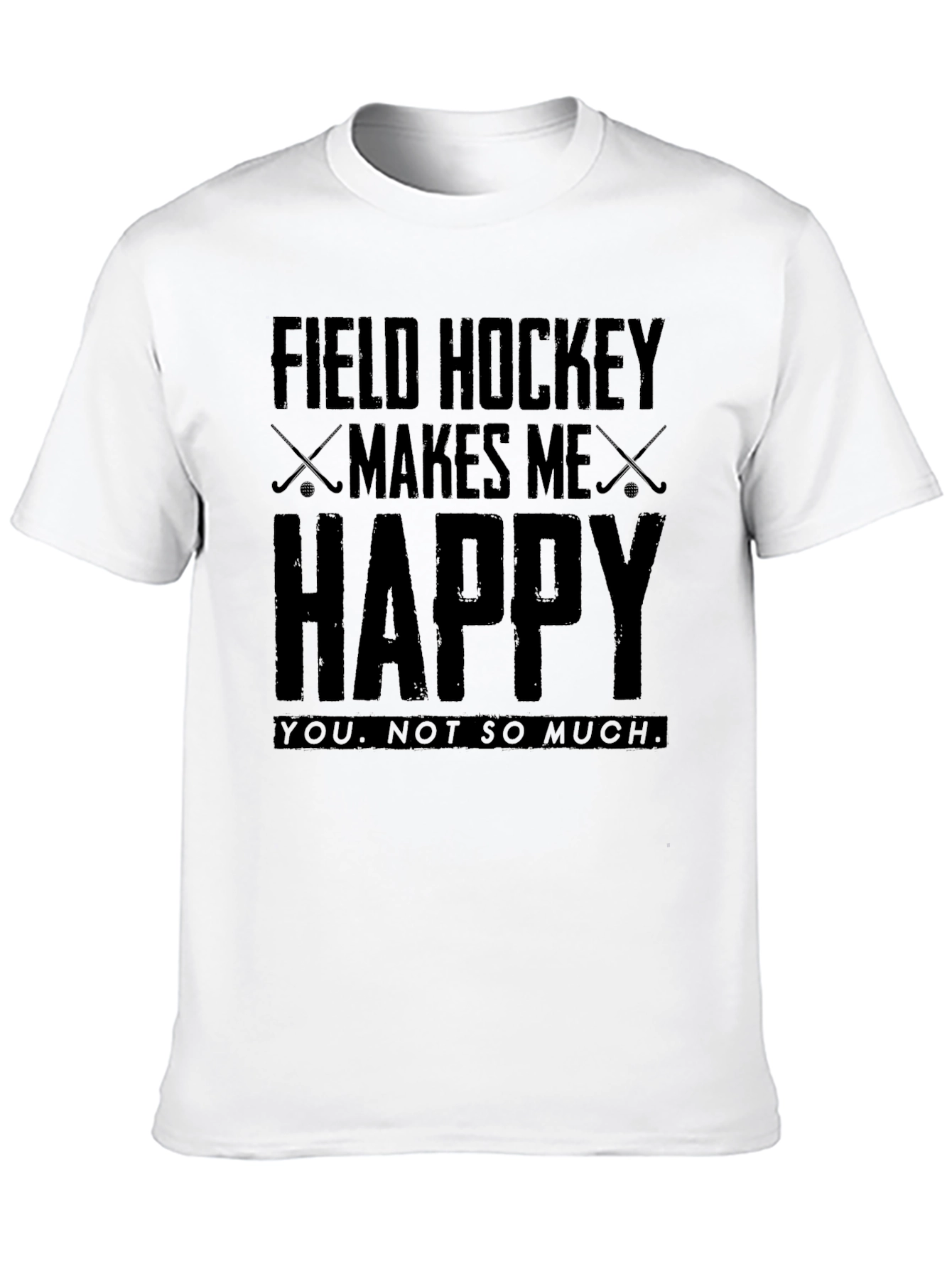 Field Hockey Makes Me Happy Black Graphic Tee Shirt