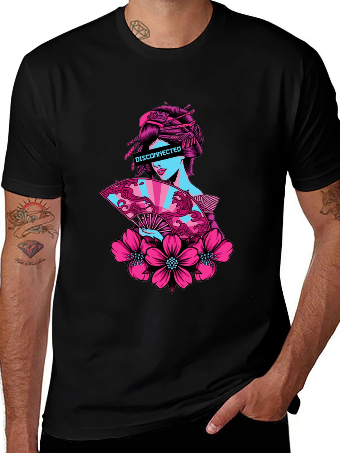 Disconnected Geisha Graphic Tee - Unisex Black T-Shirt