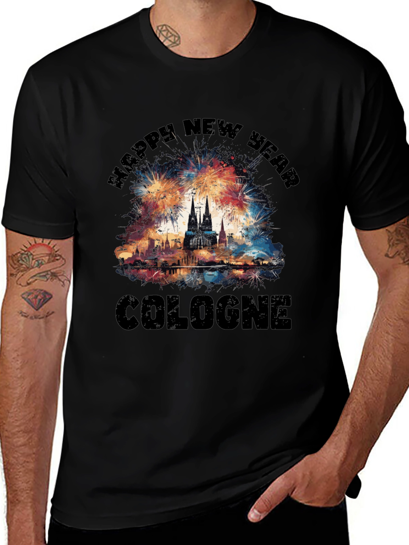 Cologne New Year T-Shirt - Fireworks Celebration Tee