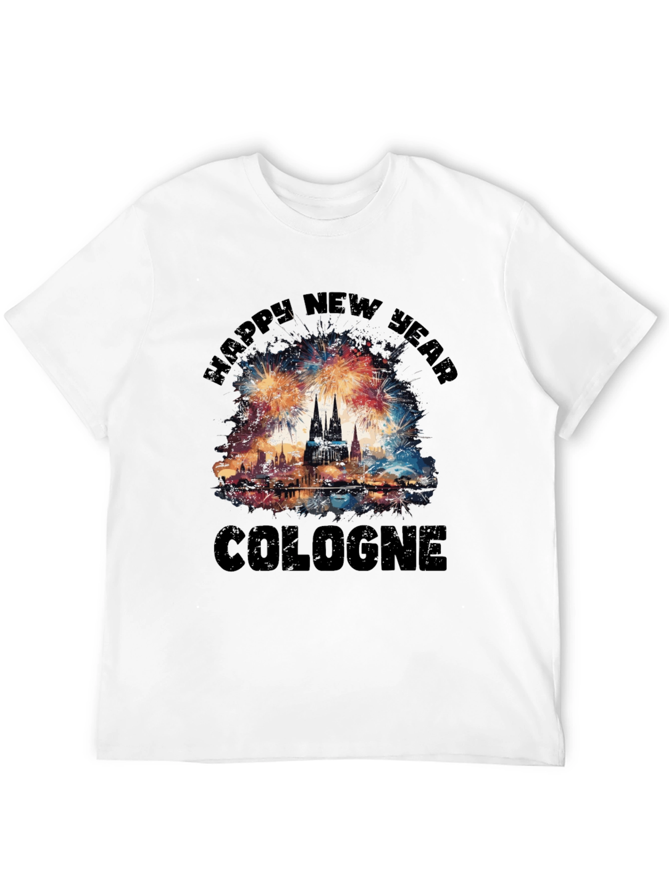 Cologne New Year T-Shirt - Fireworks Celebration Tee