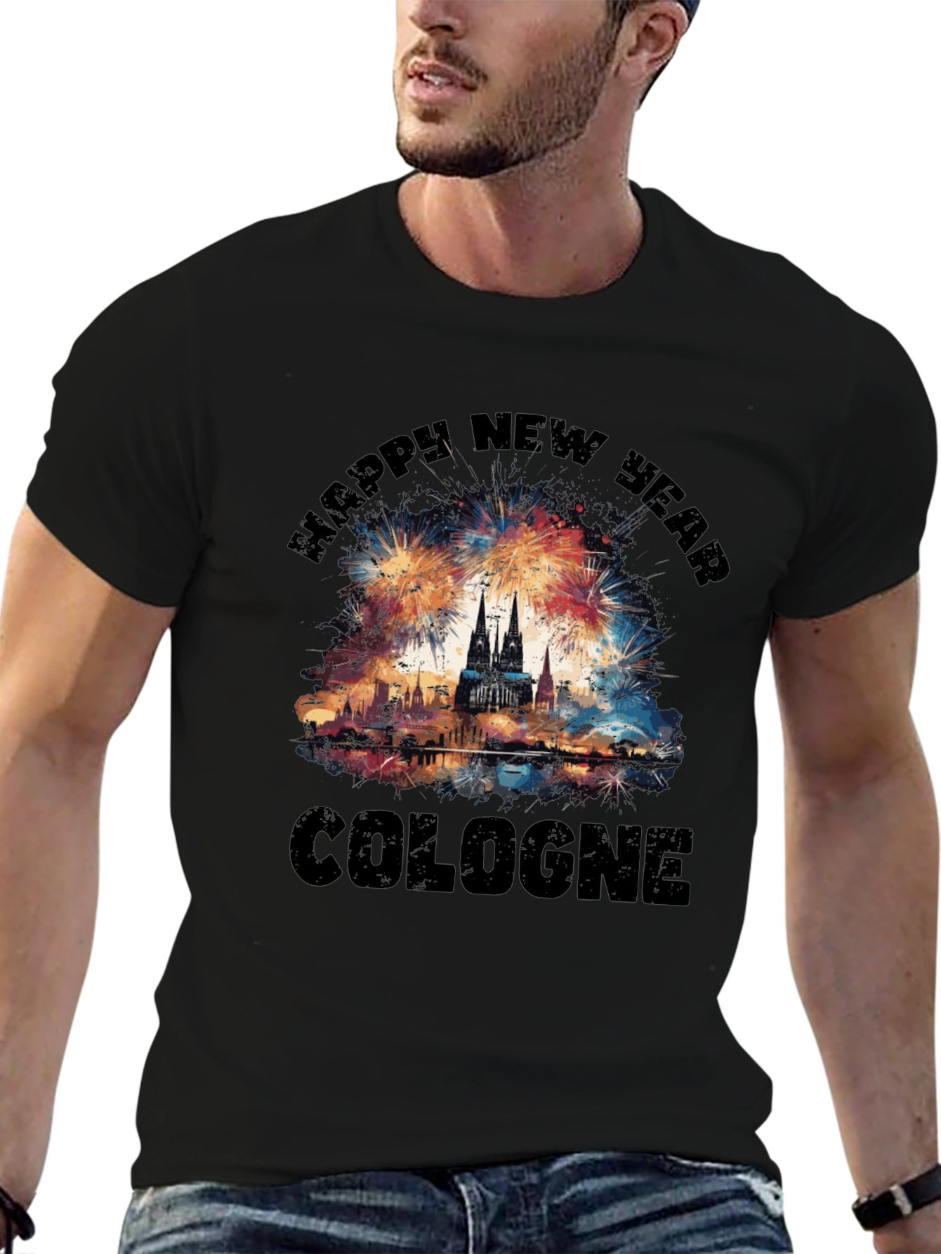 Cologne New Year T-Shirt - Fireworks Celebration Tee