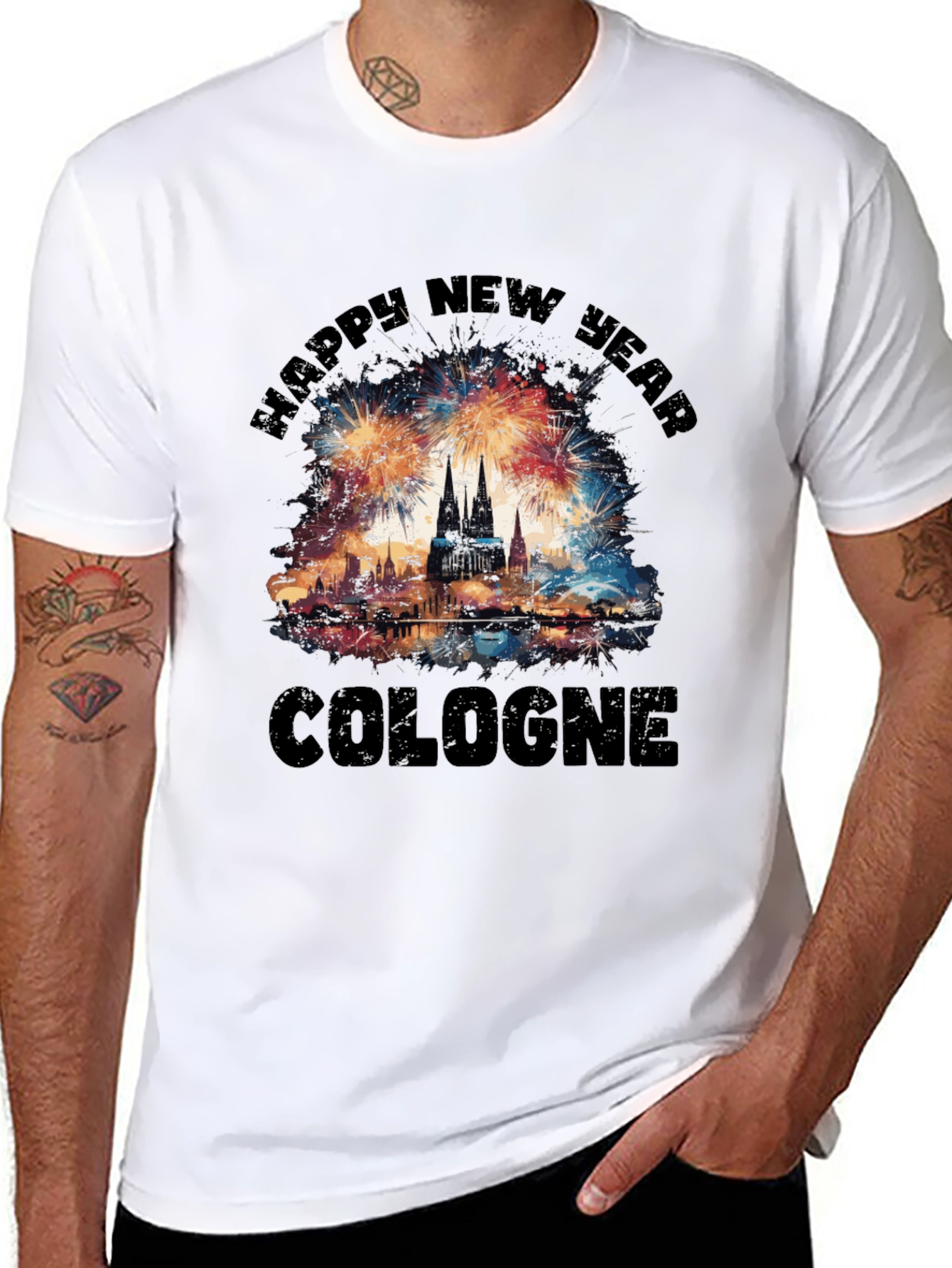 Cologne New Year T-Shirt - Fireworks Celebration Tee