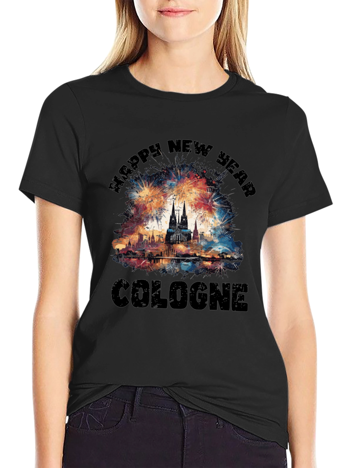 Cologne New Year T-Shirt - Fireworks Celebration Tee