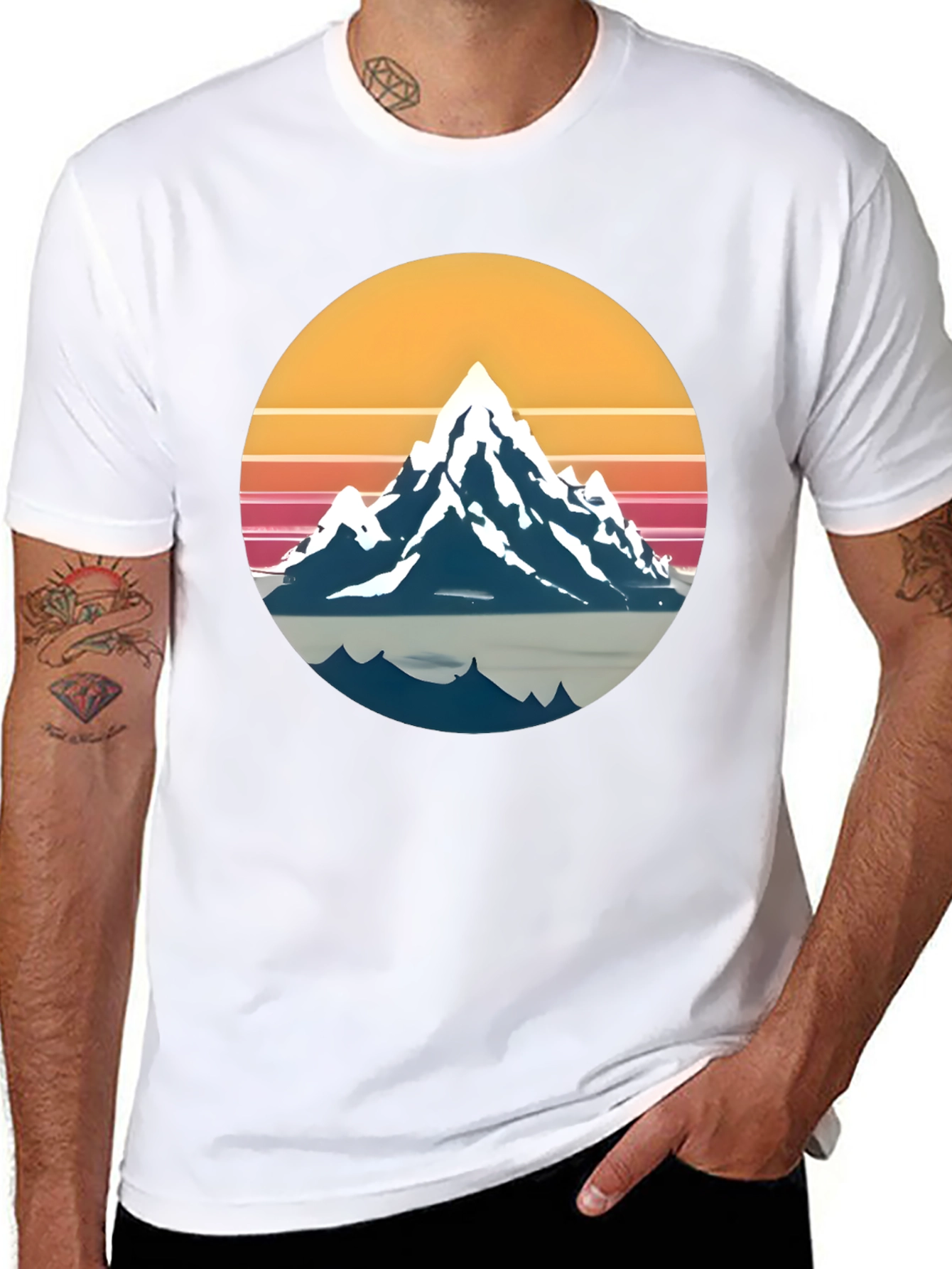 Retro Mountain Graphic Tee - Sunset Adventure Shirt