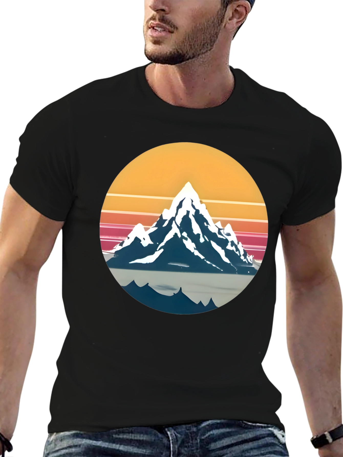 Retro Mountain Graphic Tee - Sunset Adventure Shirt