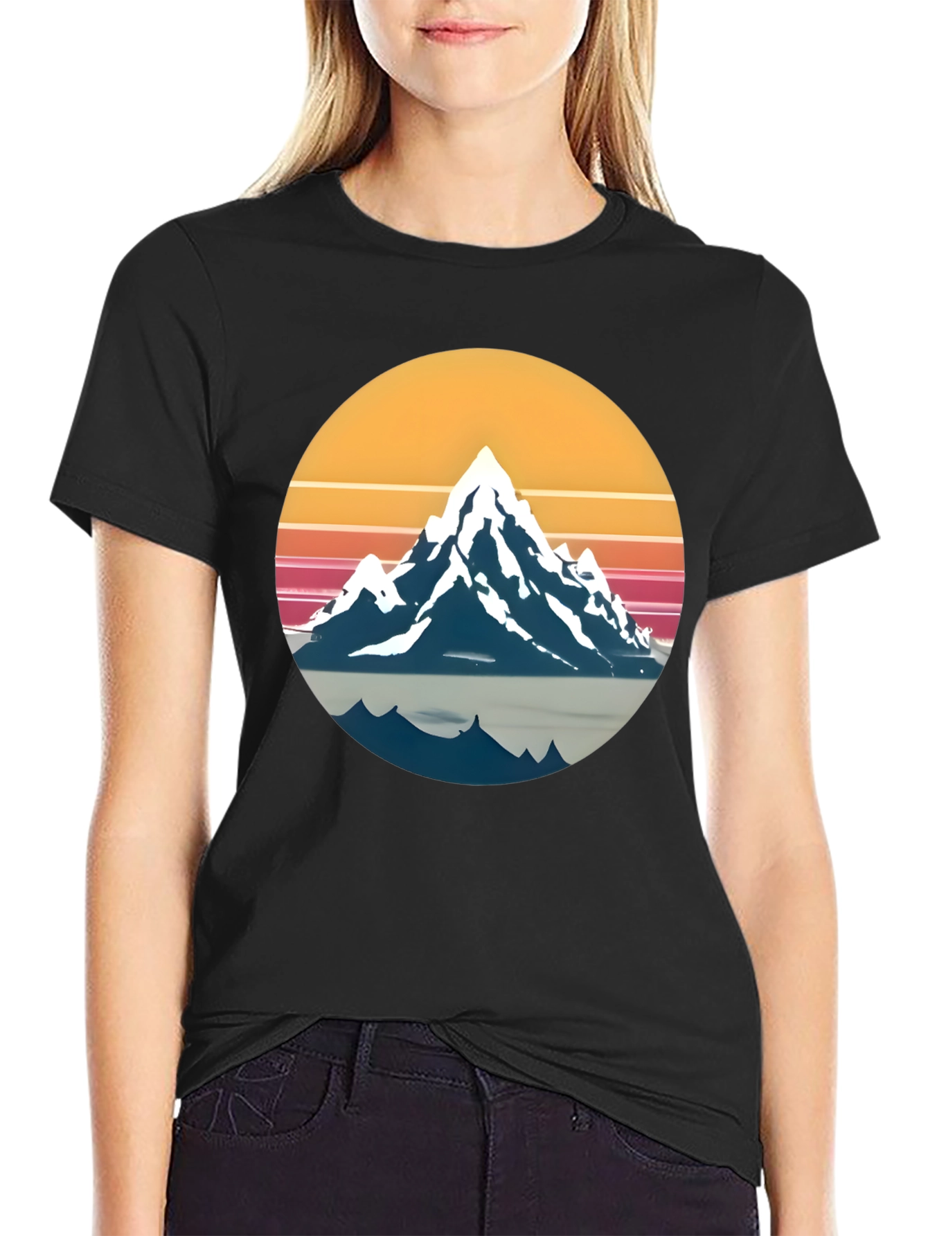 Retro Mountain Graphic Tee - Sunset Adventure Shirt
