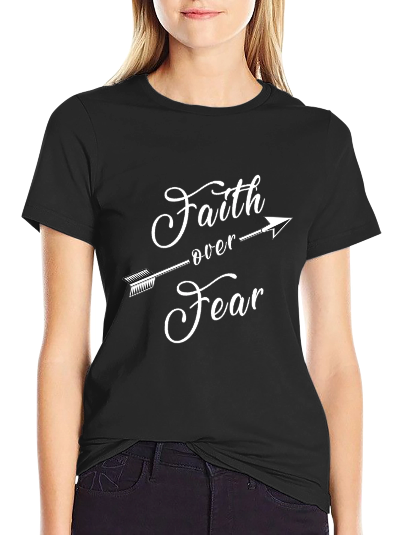 Faith Over Fear Graphic Tee - Black Casual T-Shirt