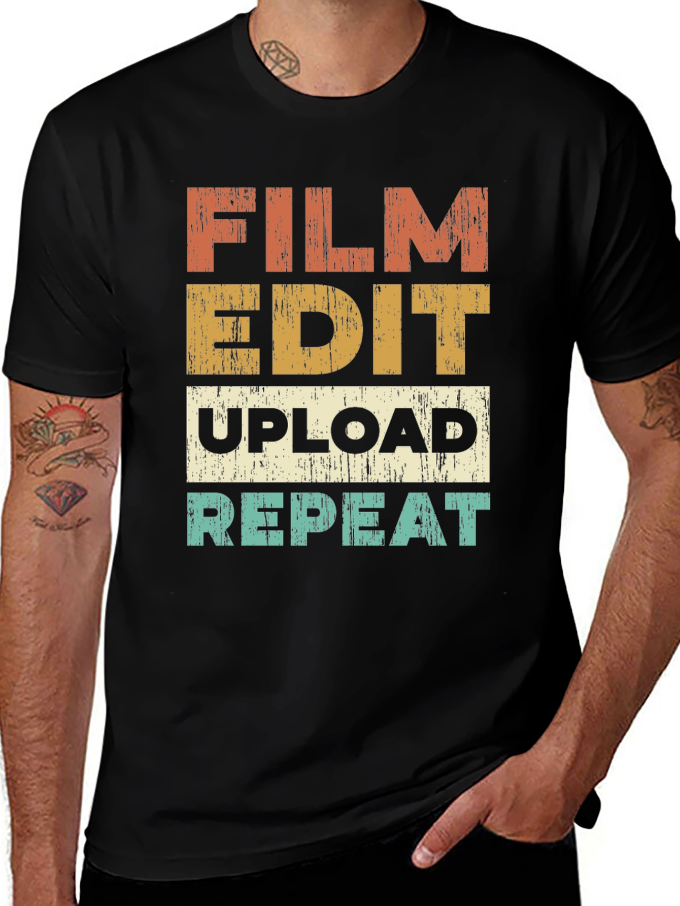 Film Edit Upload Repeat Graphic T-Shirt
