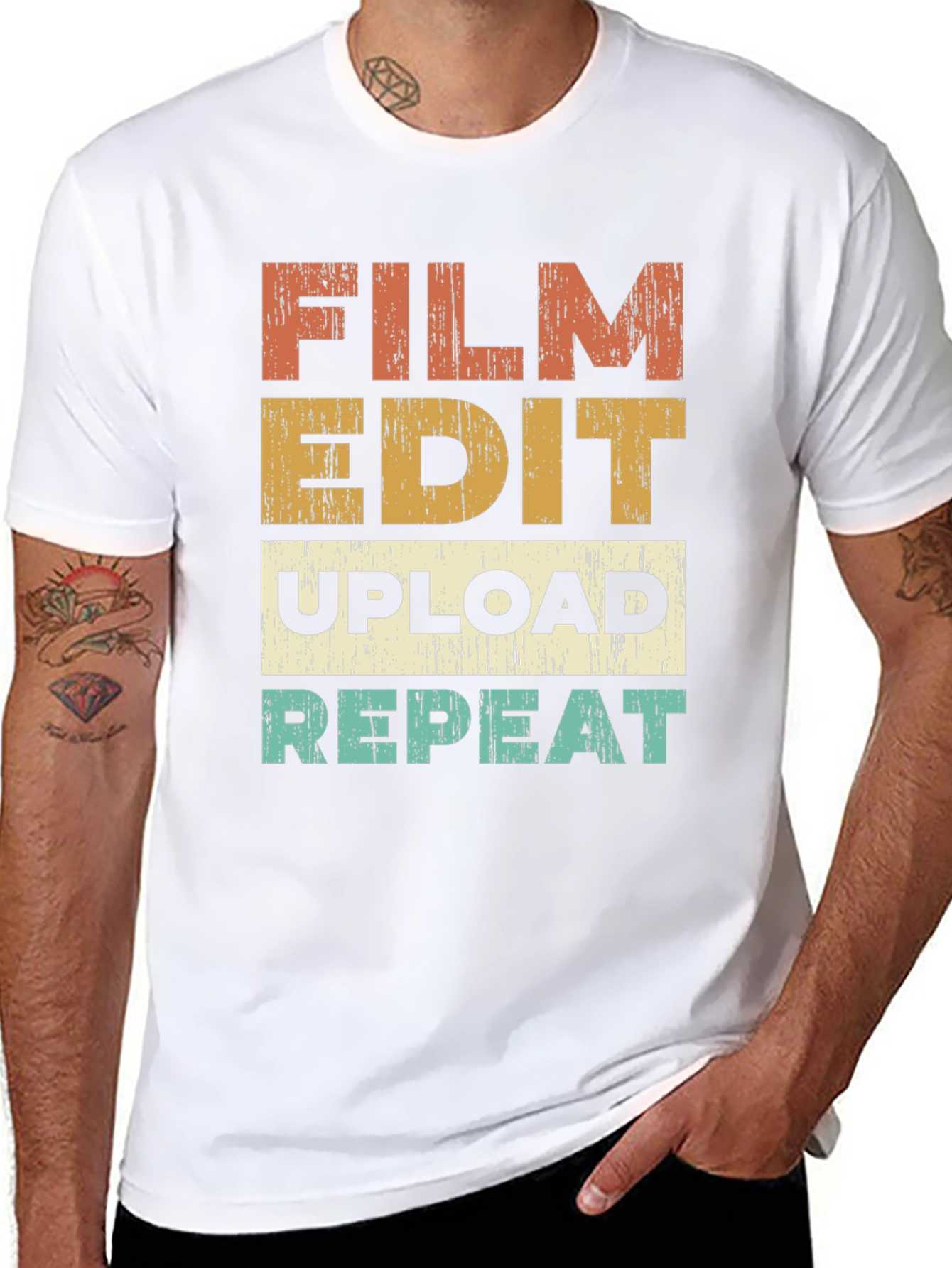 Film Edit Upload Repeat Graphic T-Shirt